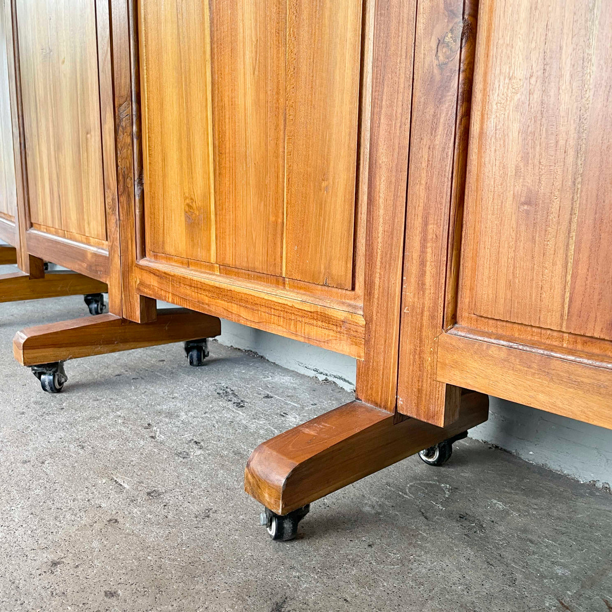 Low Teak & Coloured Glass Partition