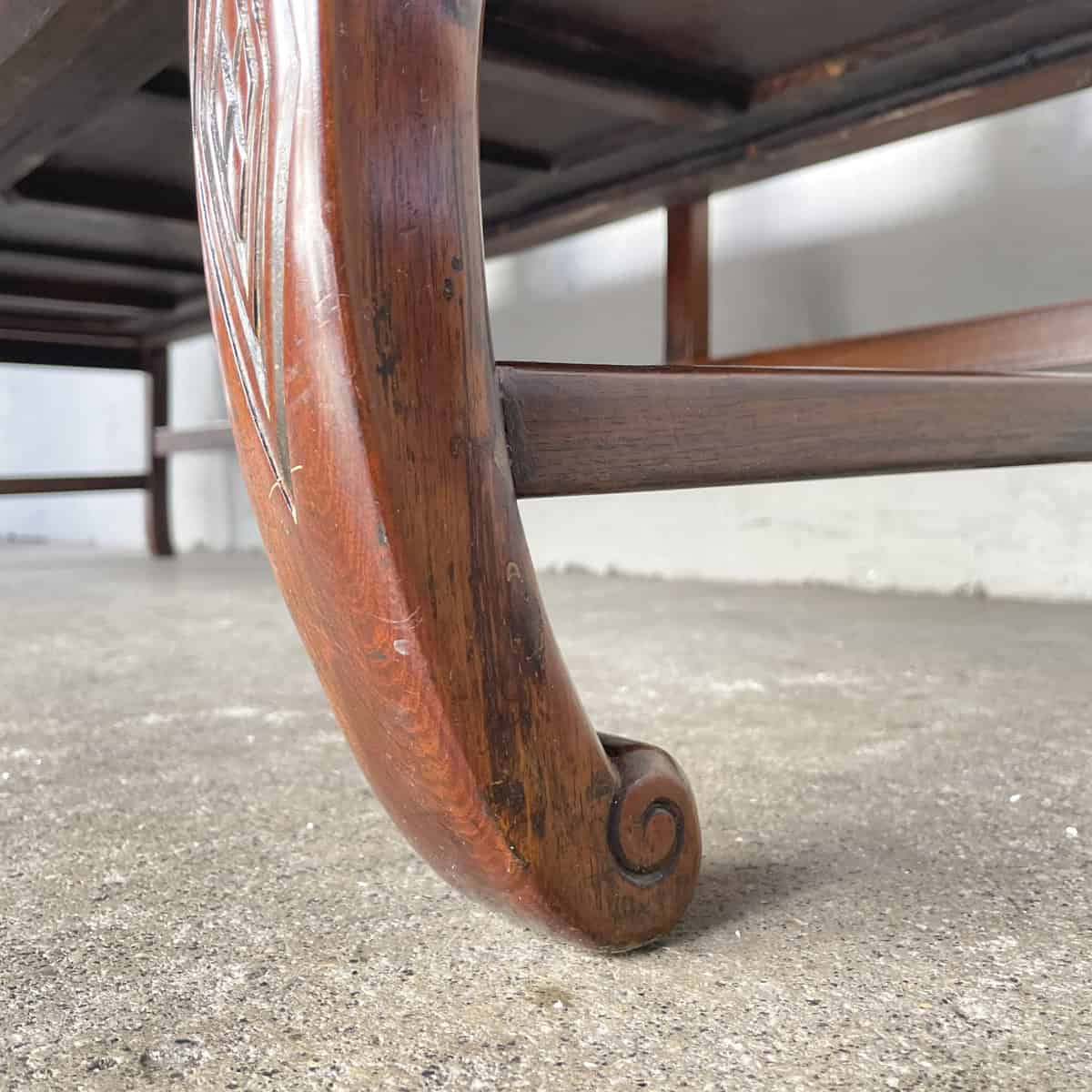 Carved Chinese Dragon Hardwood Sofa with Marble Backrest