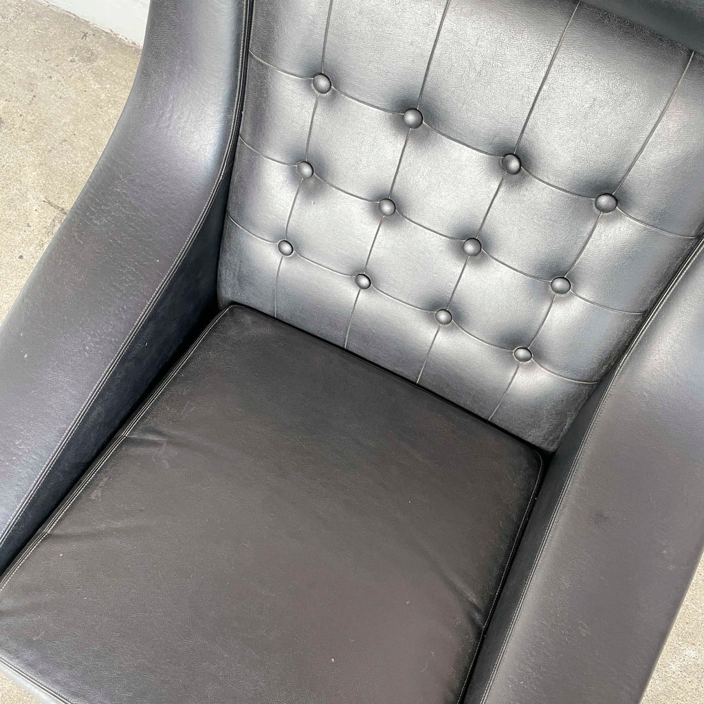 Vintage Black Vinyl High-Back Lounge Chair