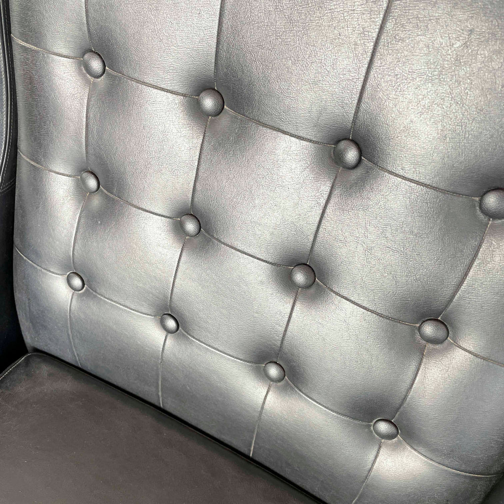 Vintage Black Vinyl High-Back Lounge Chair