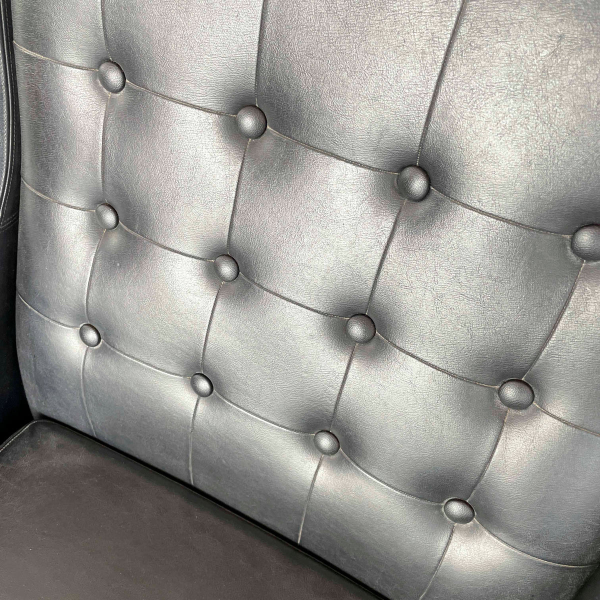 Vintage Black Vinyl High-Back Lounge Chair