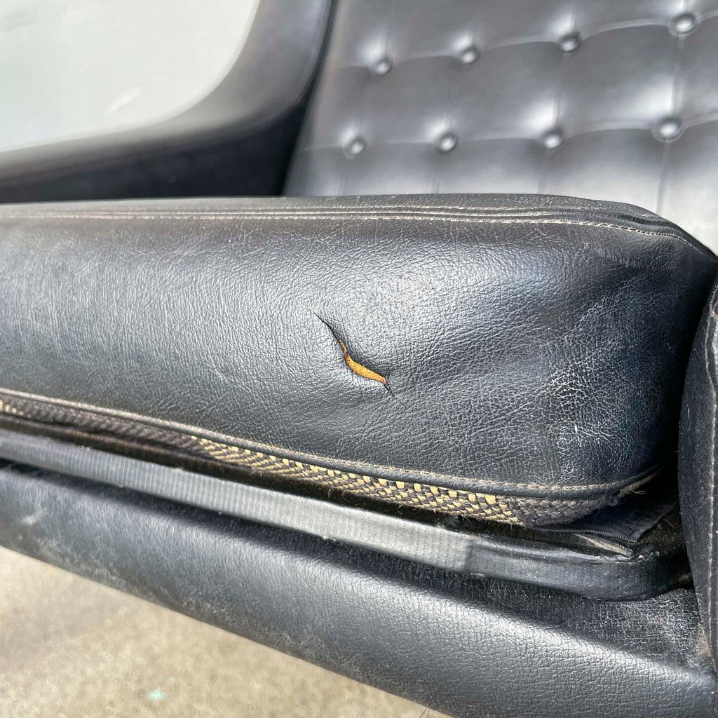 Vintage Black Vinyl High-Back Lounge Chair