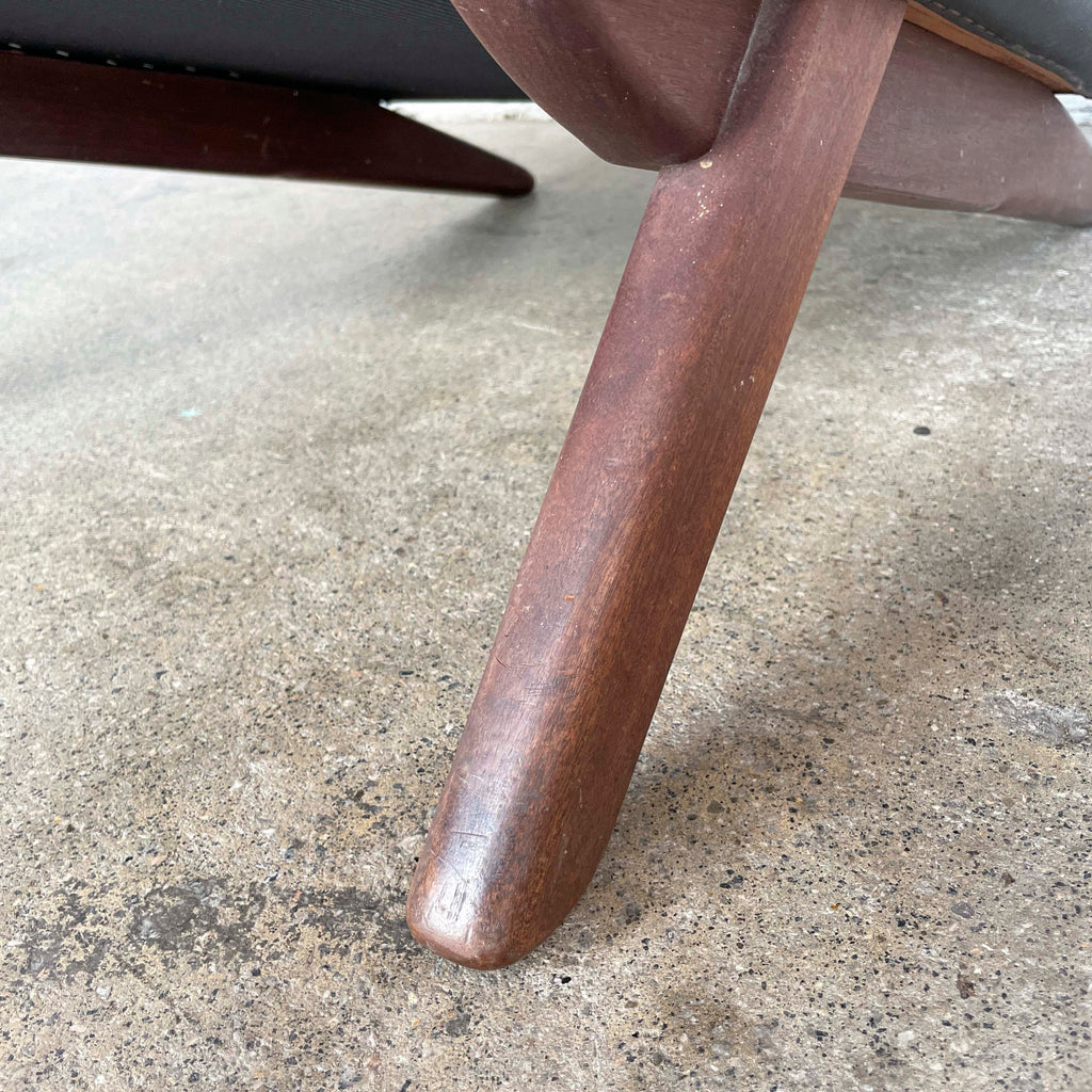 Vintage Black Vinyl High-Back Lounge Chair
