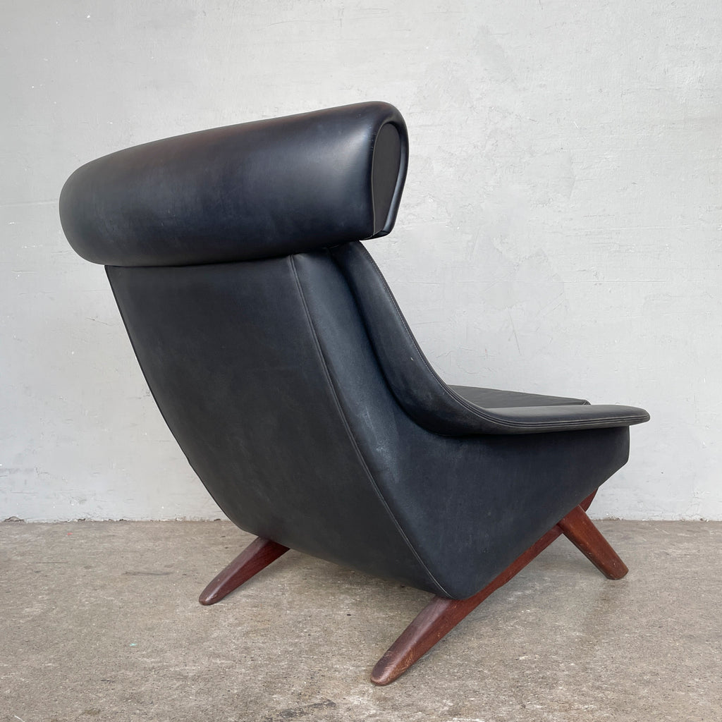 Vintage Black Vinyl High-Back Lounge Chair