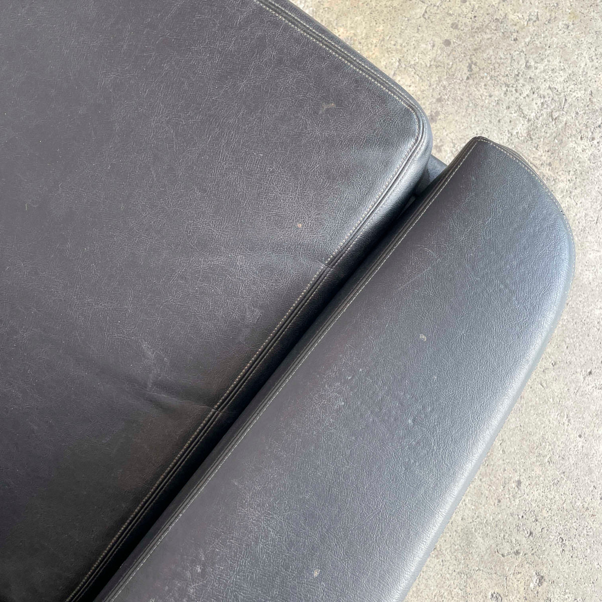 Vintage Black Vinyl High-Back Lounge Chair