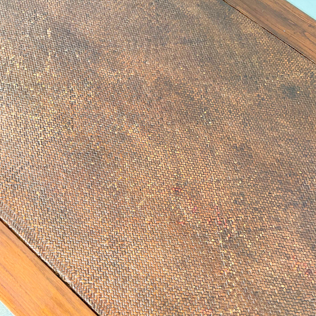 Elm Pedestal Desk with Woven Top