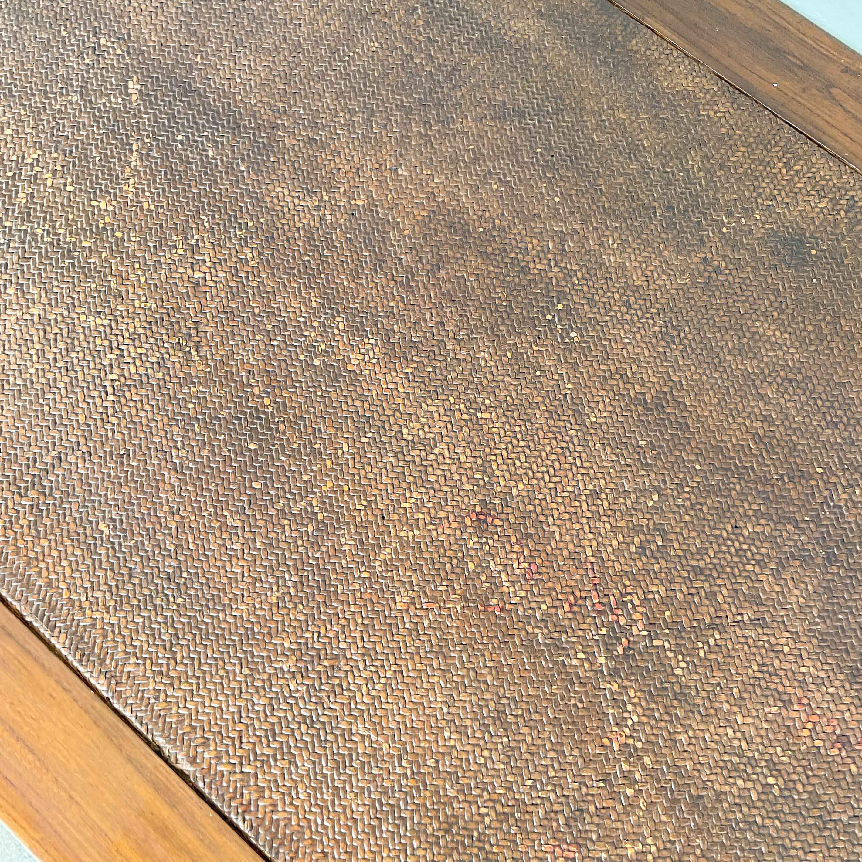 Elm Pedestal Desk with Woven Top
