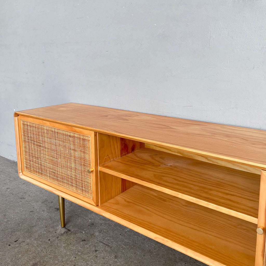 Console with Rattan Doors and Golden Legs