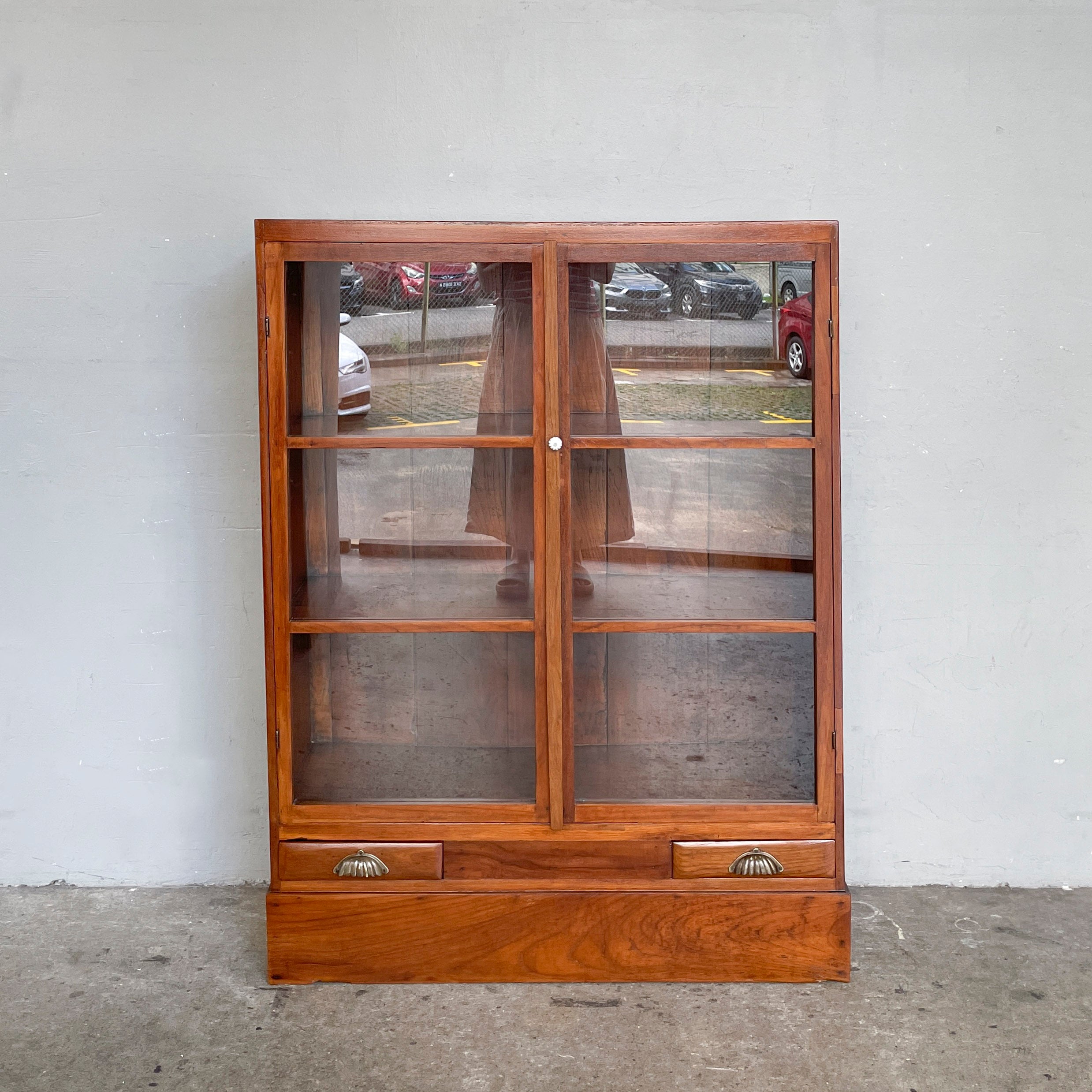 Refurbished Glass Door Vintage Display Cabinet