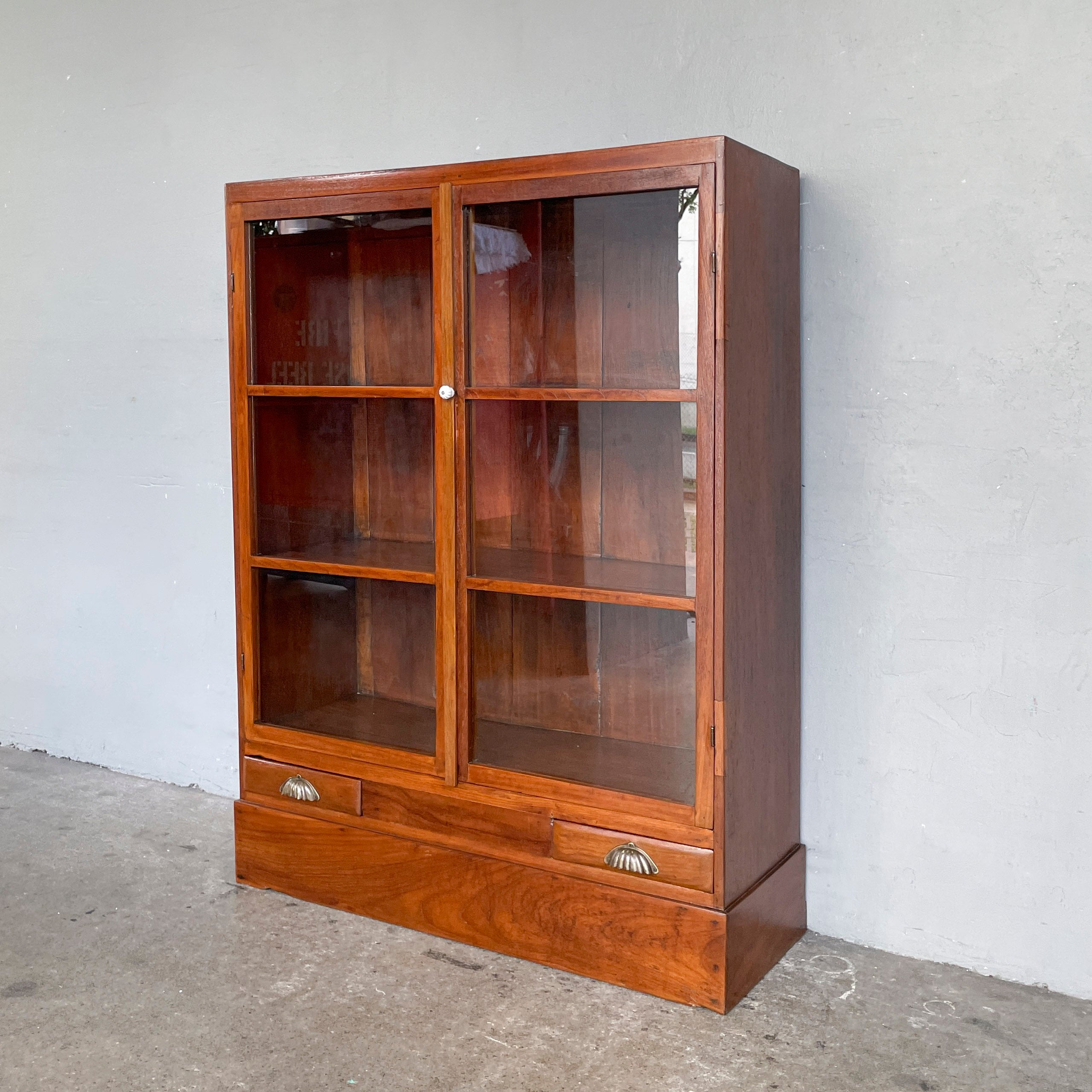 Refurbished Glass Door Vintage Display Cabinet