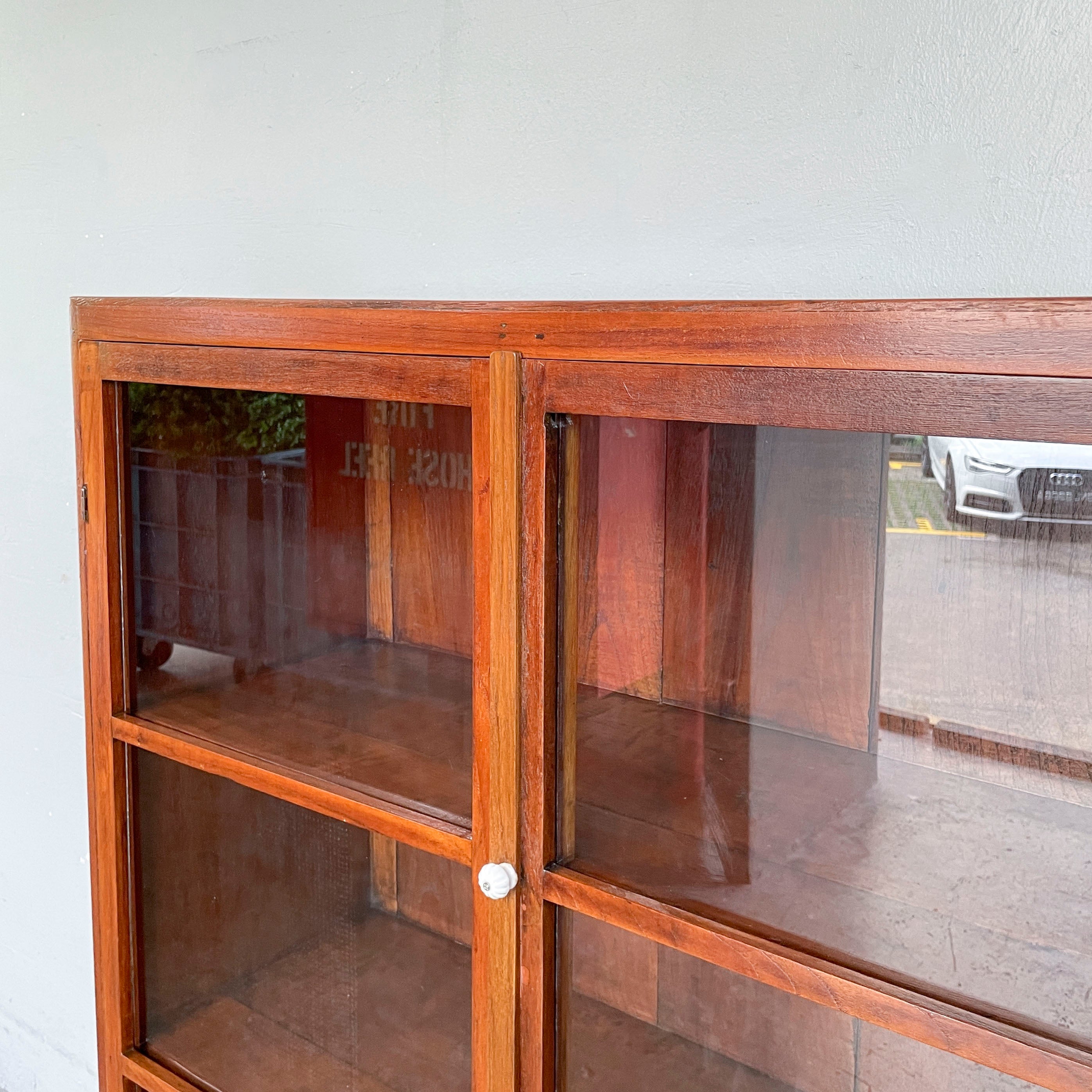 Refurbished Glass Door Vintage Display Cabinet