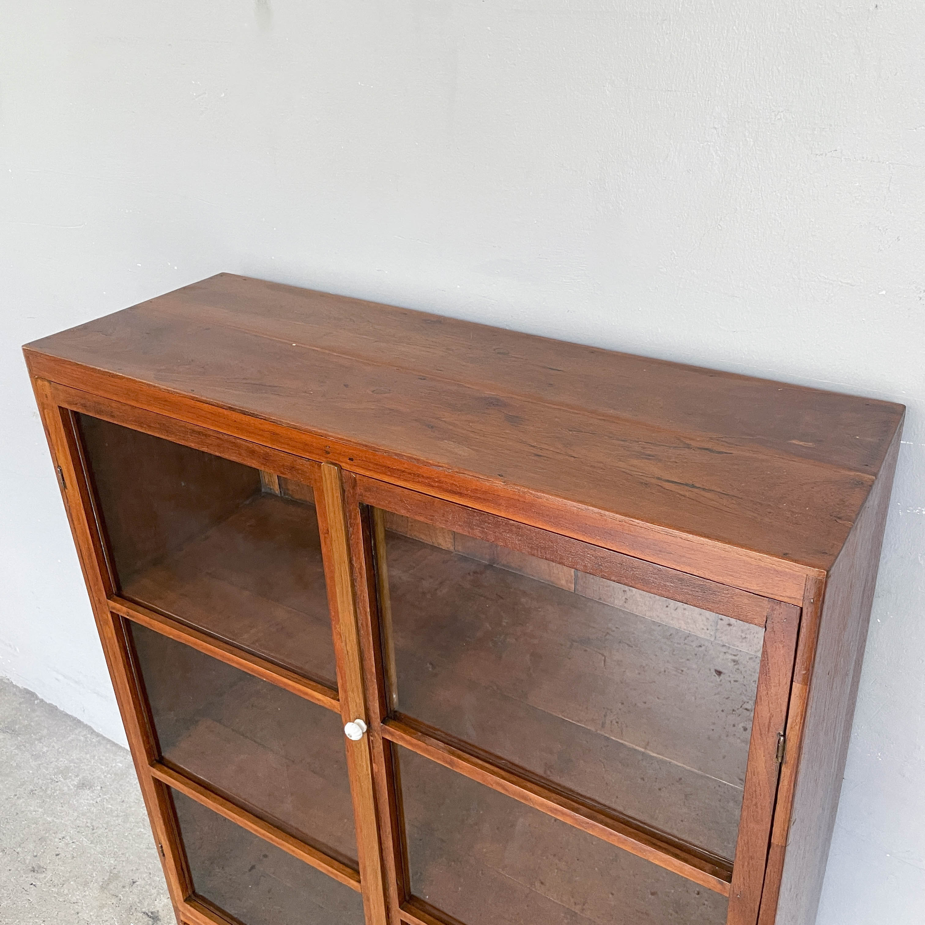 Refurbished Glass Door Vintage Display Cabinet