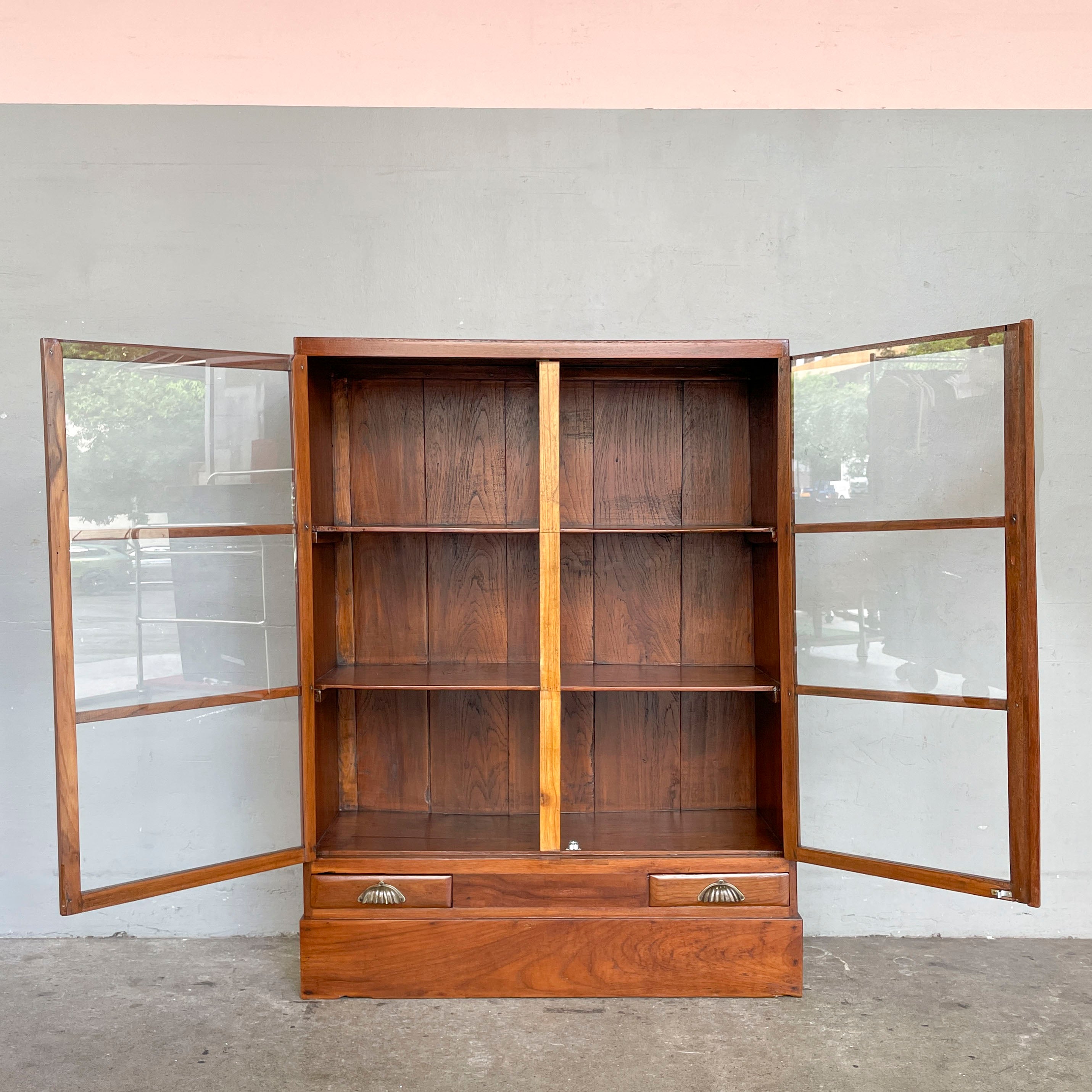 Refurbished Glass Door Vintage Display Cabinet