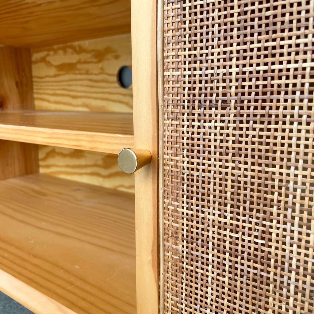Console with Rattan Doors and Golden Legs