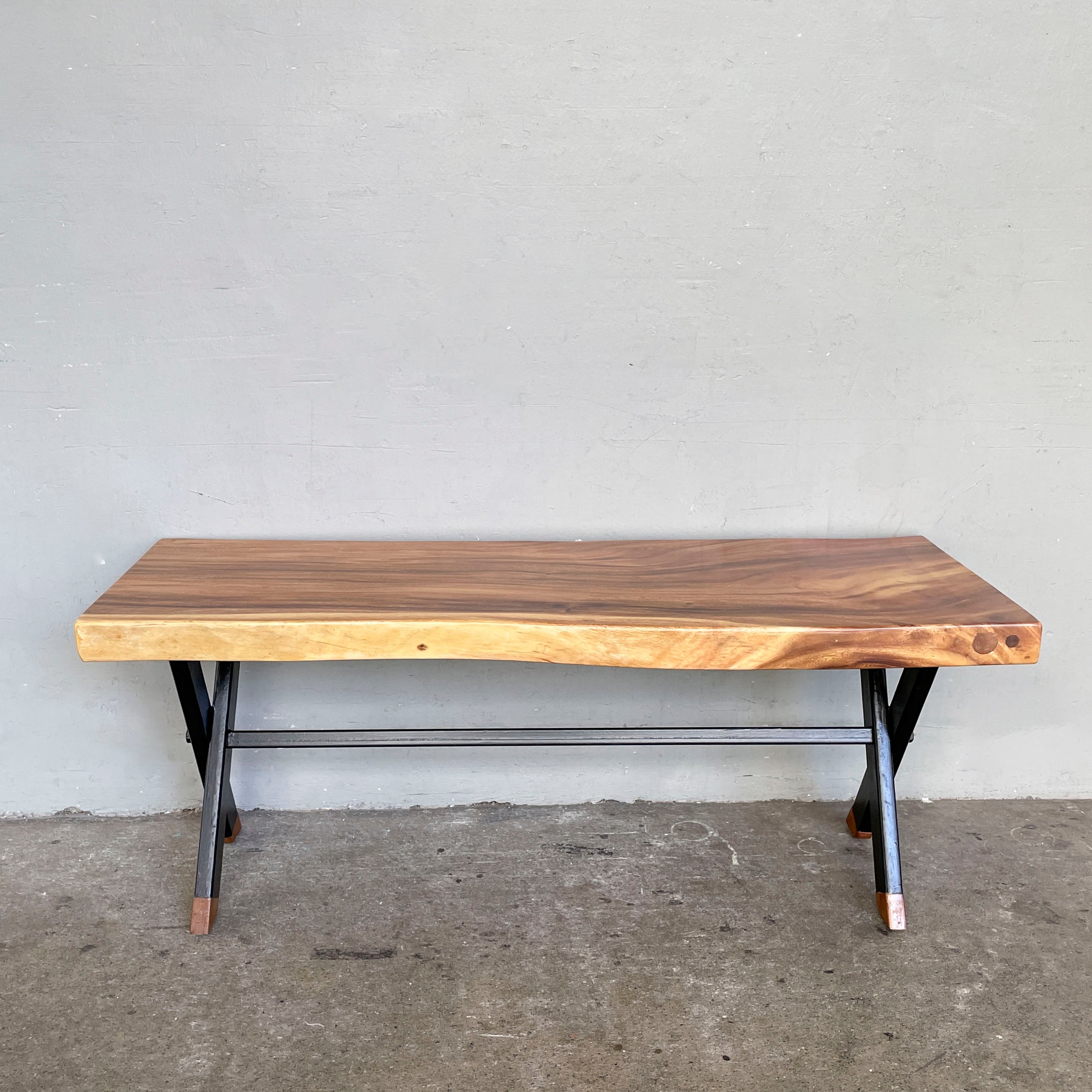 Upcycled Suar Slab Bench (X-Legs)