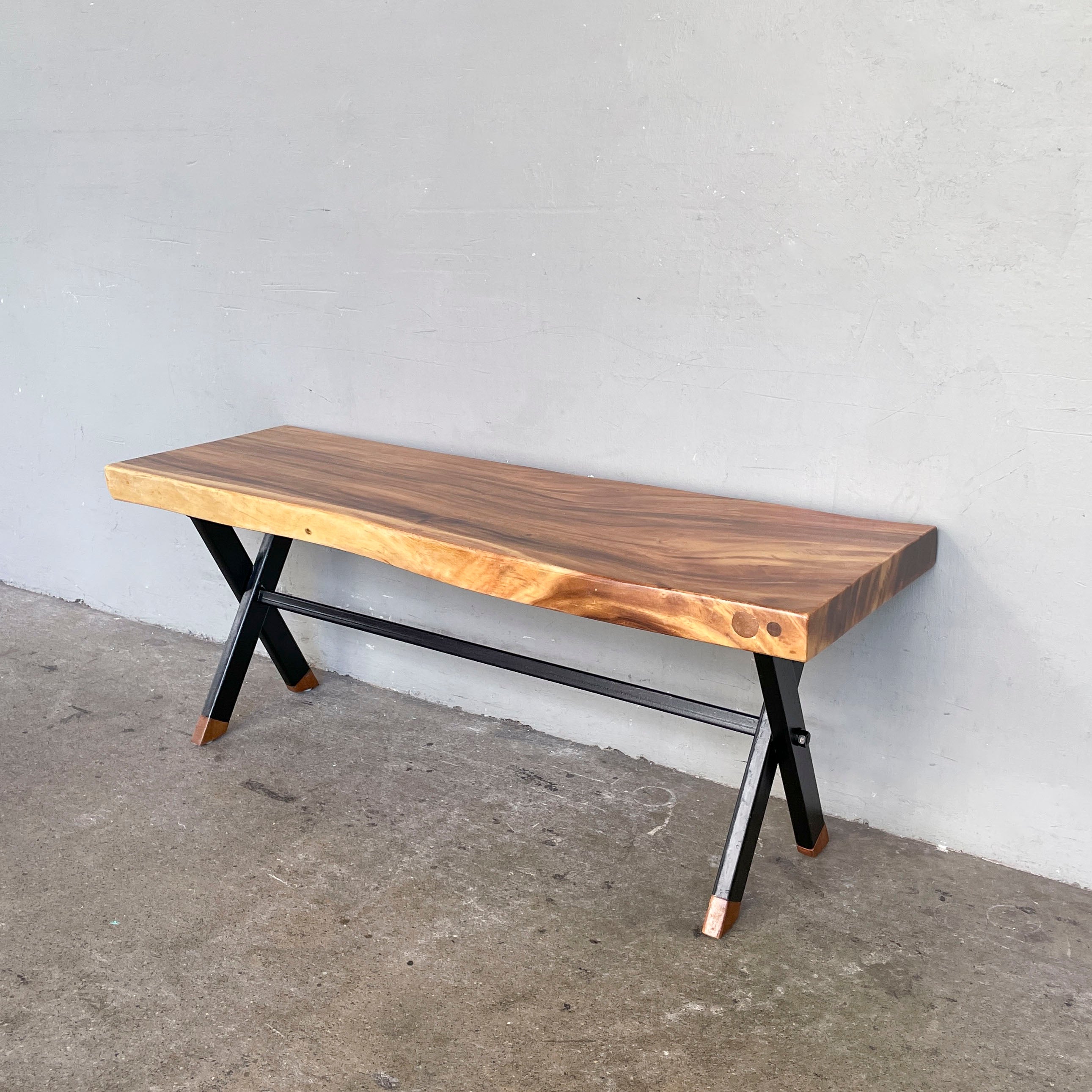 Upcycled Suar Slab Bench (X-Legs)