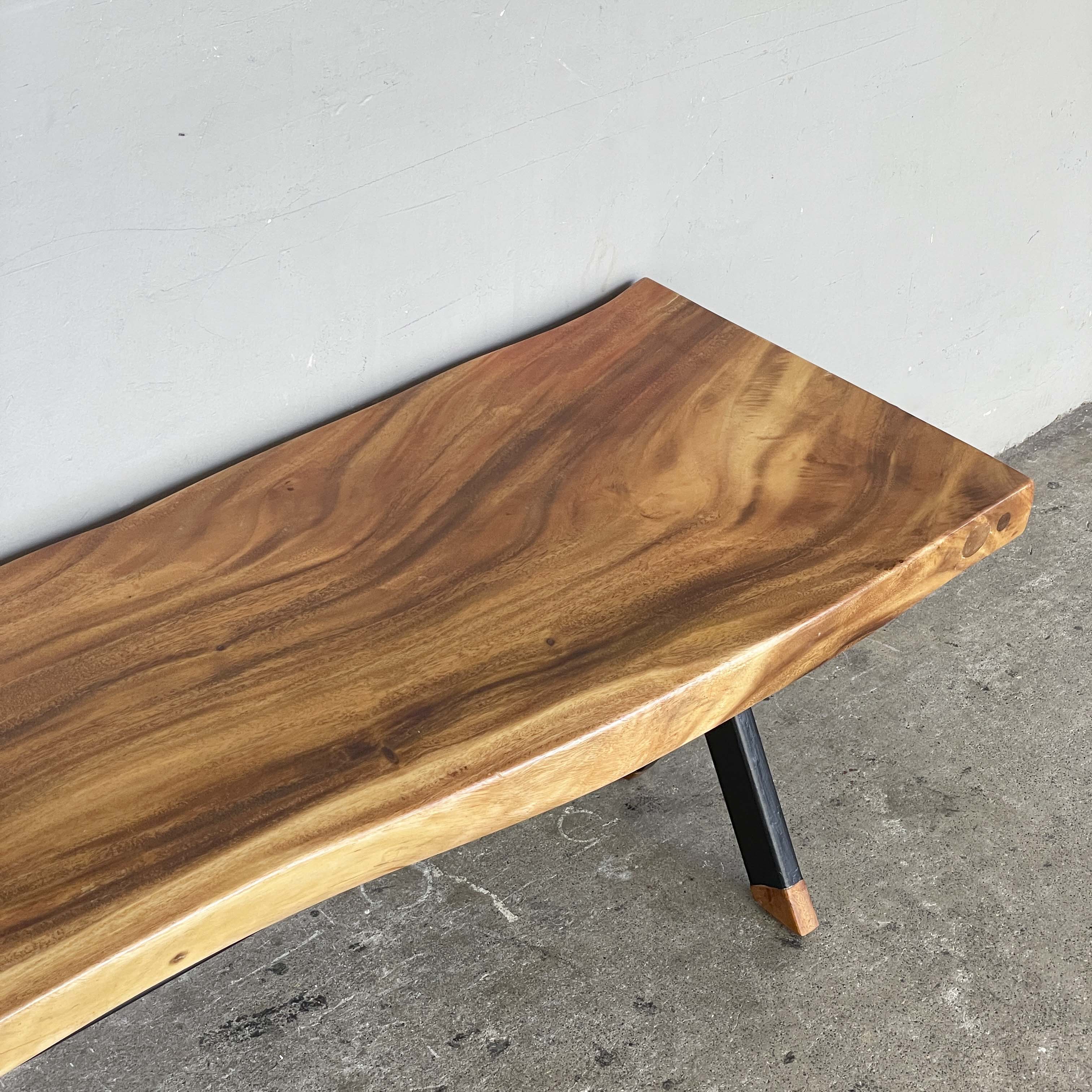 Upcycled Suar Slab Bench (X-Legs)