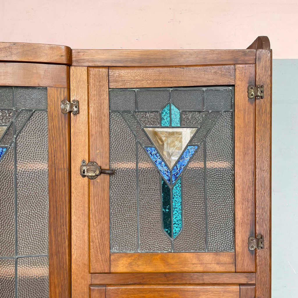 Vintage Kitchen Cabinet with Textured Glass