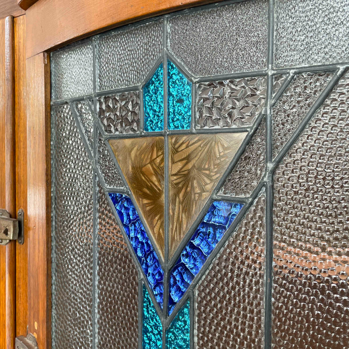 Vintage Kitchen Cabinet with Textured Glass