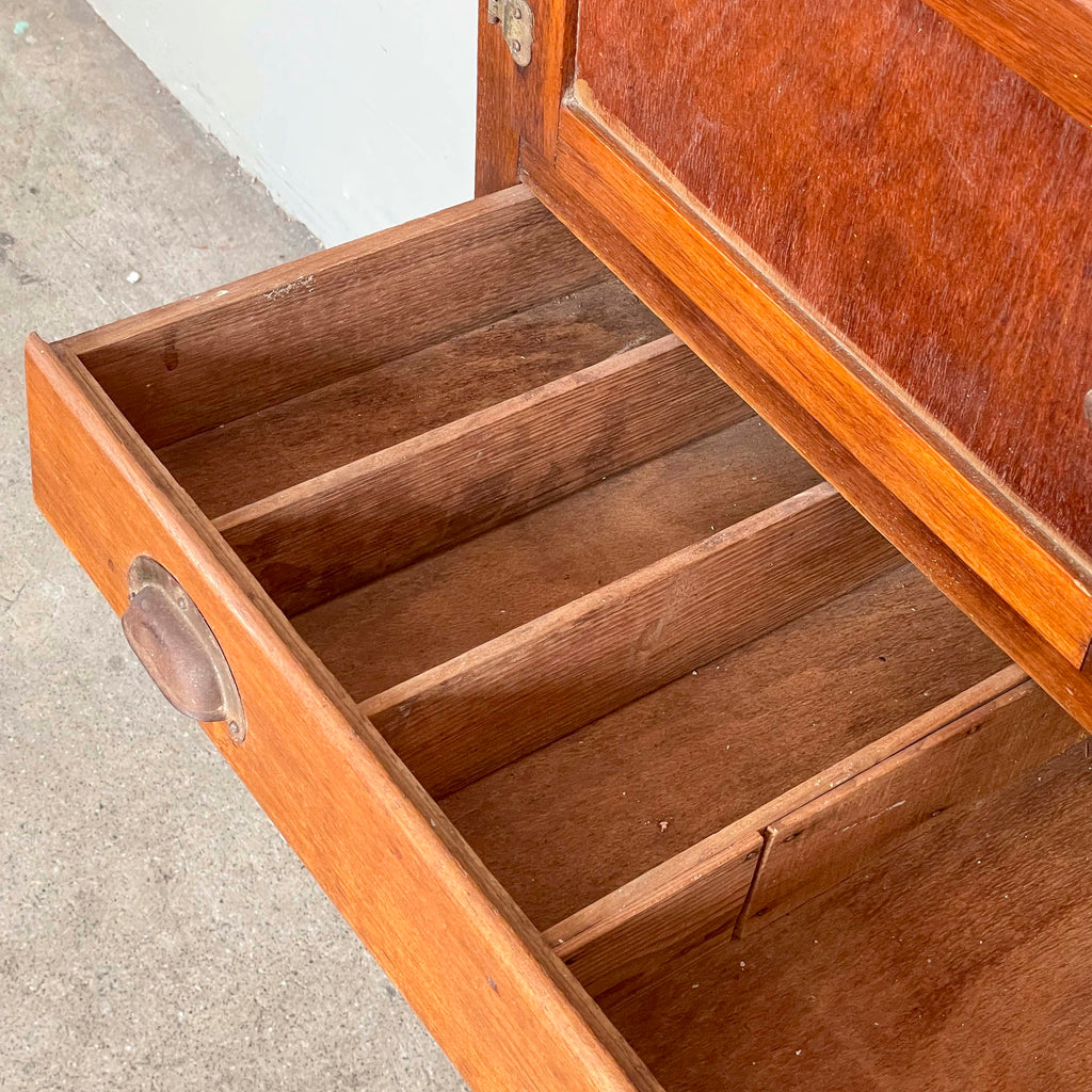 Vintage Kitchen Cabinet with Textured Glass