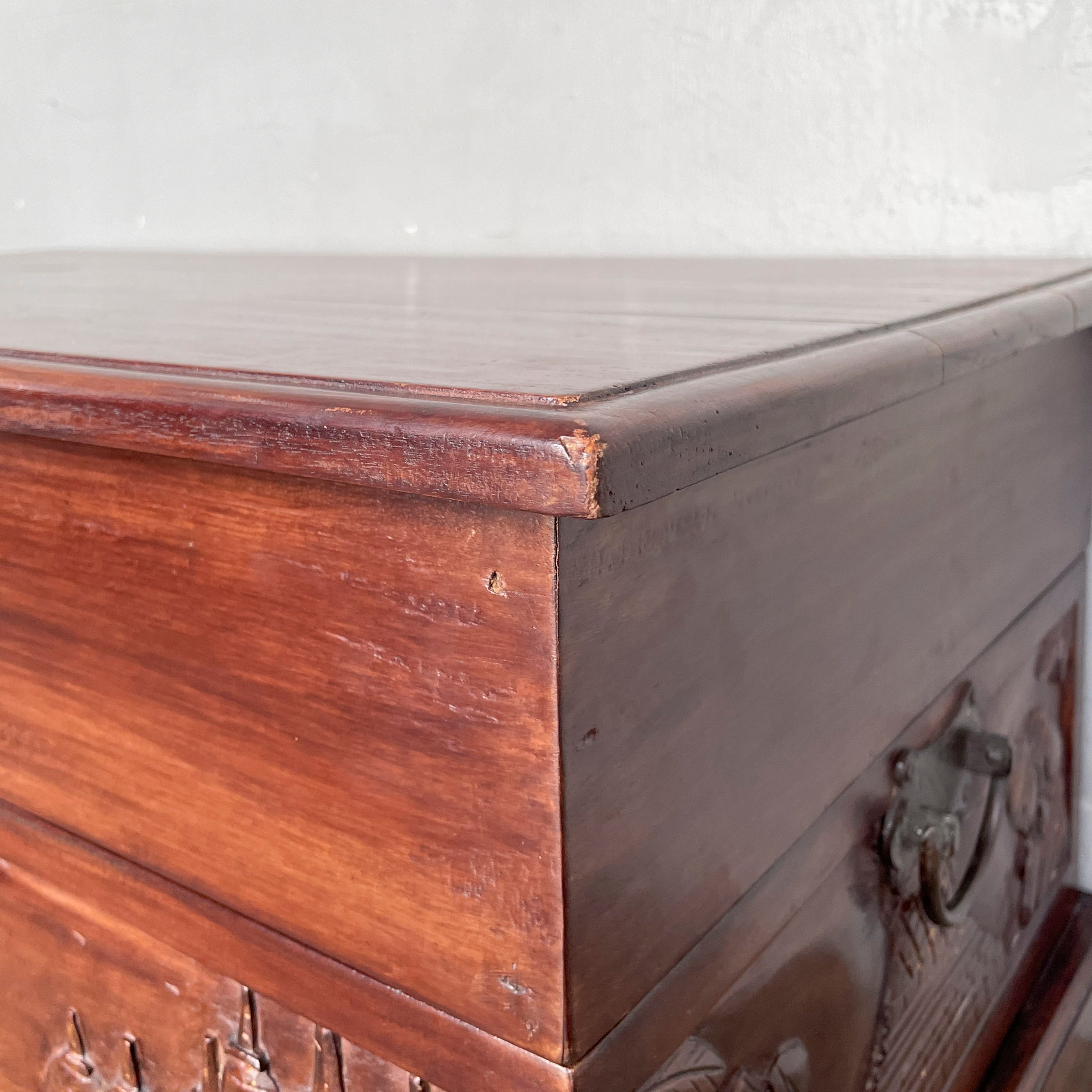 Wooden Chest with Buddha Carvings