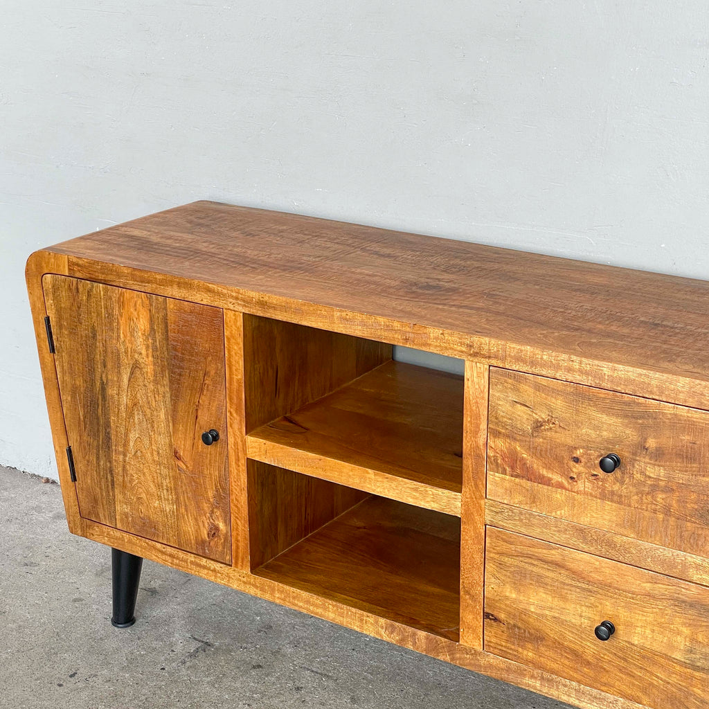 Asymmetrical Mango Wood Media Console