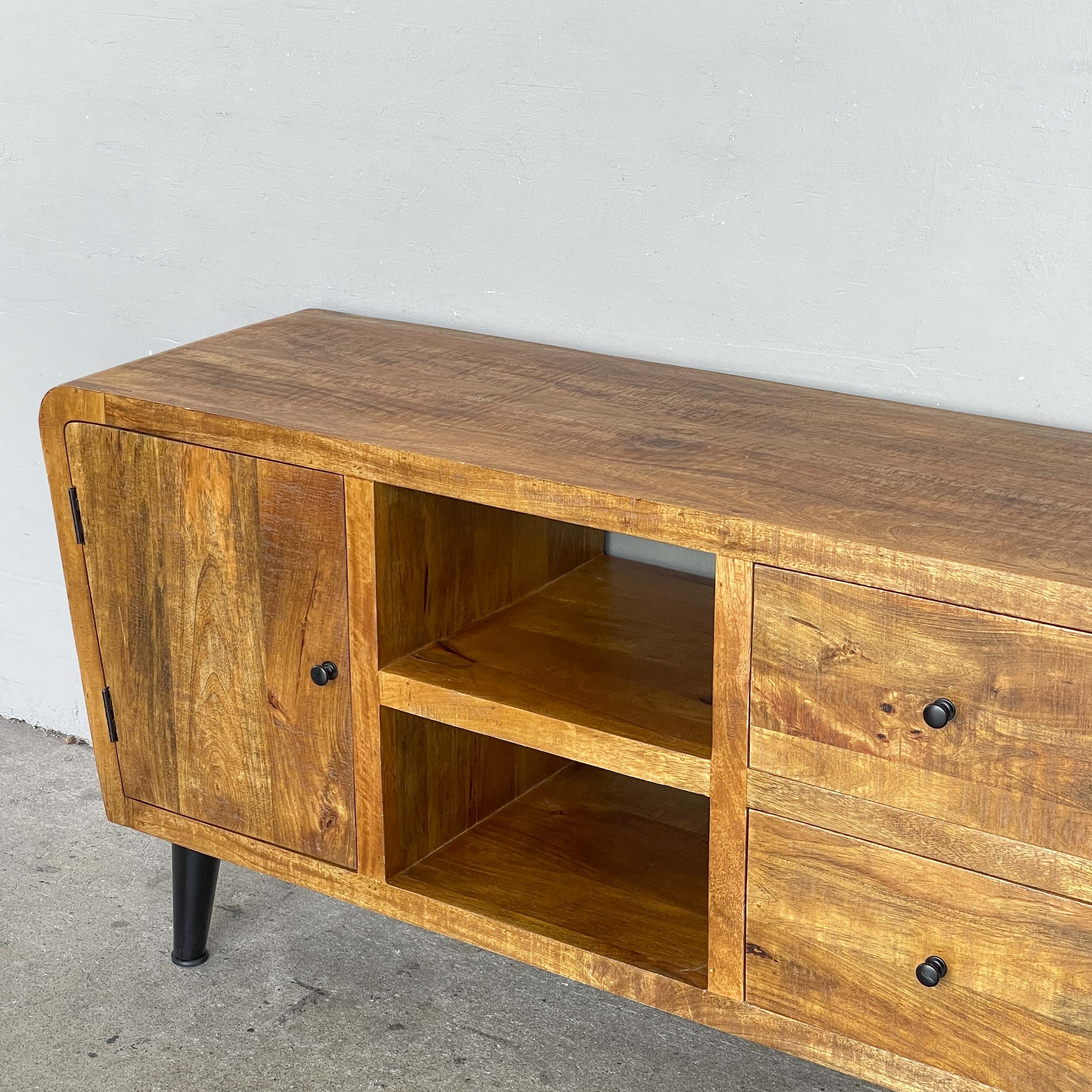Asymmetrical Mango Wood Media Console