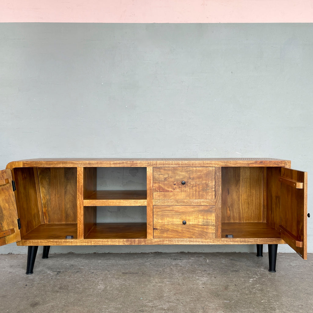 Asymmetrical Mango Wood Media Console