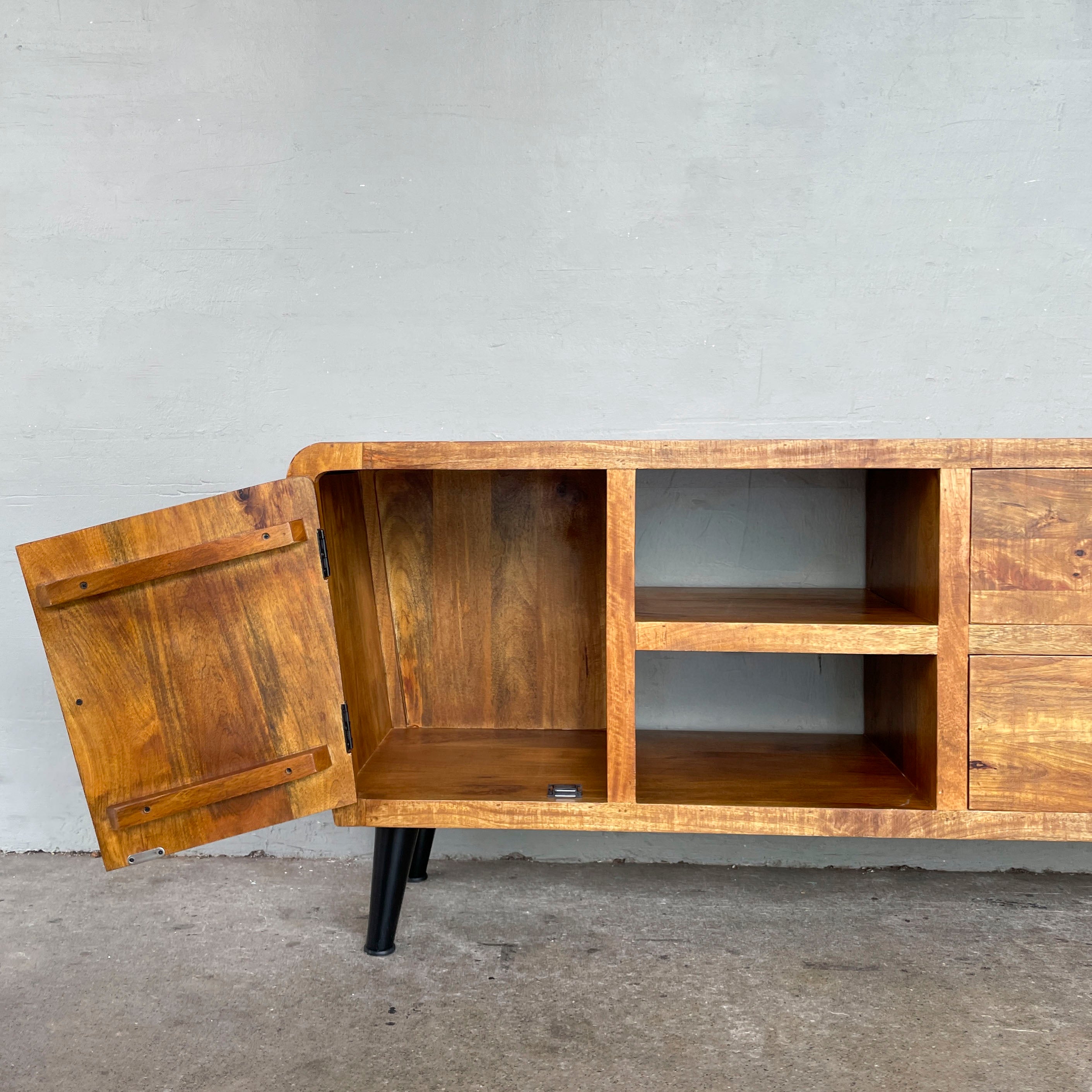 Asymmetrical Mango Wood Media Console