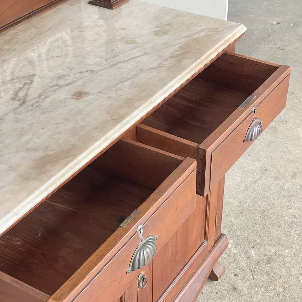 Vintage Sideboard with Marble Top & Mirror Hutch