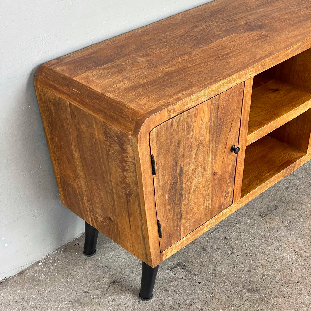 Asymmetrical Mango Wood Media Console