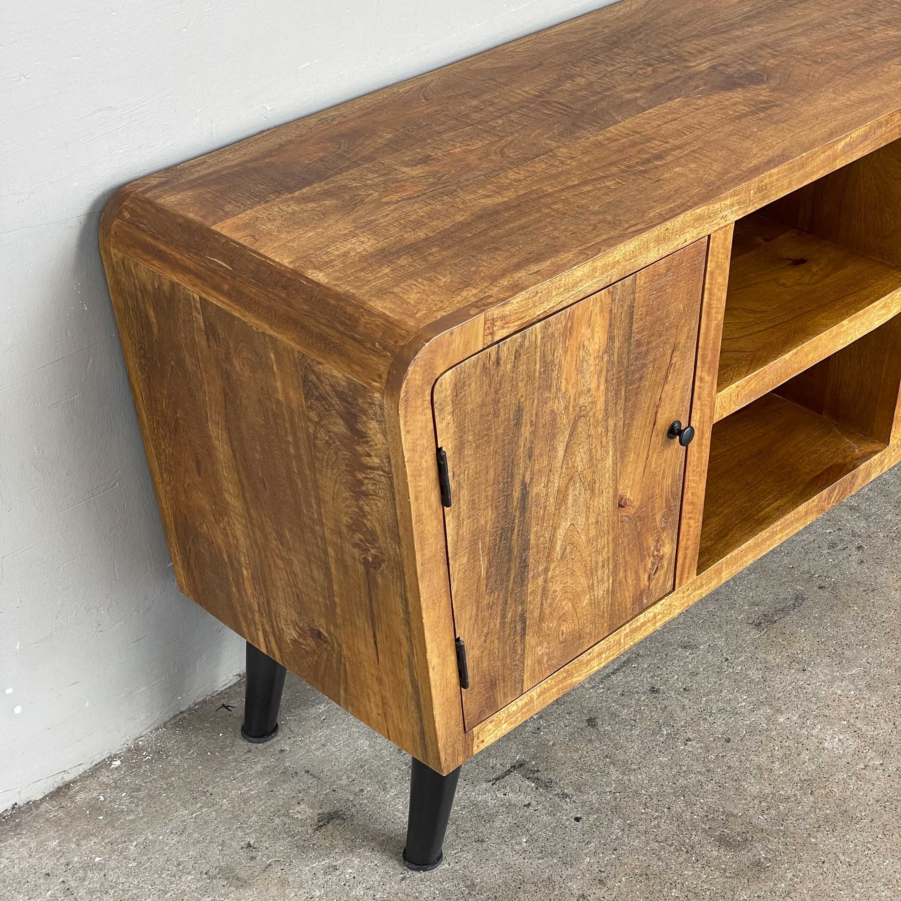 Asymmetrical Mango Wood Media Console