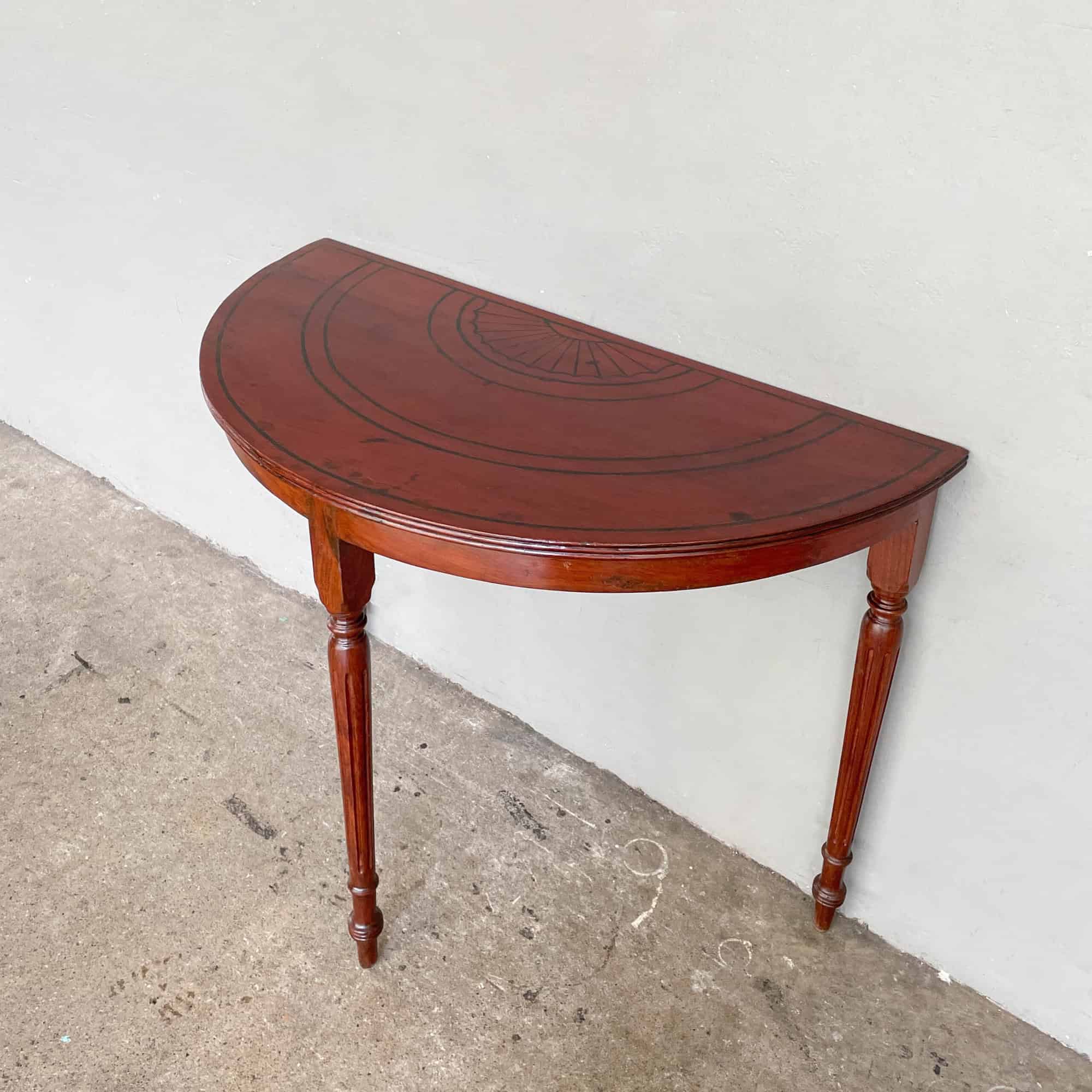 FS - Teak Half Moon Console with Black Lines