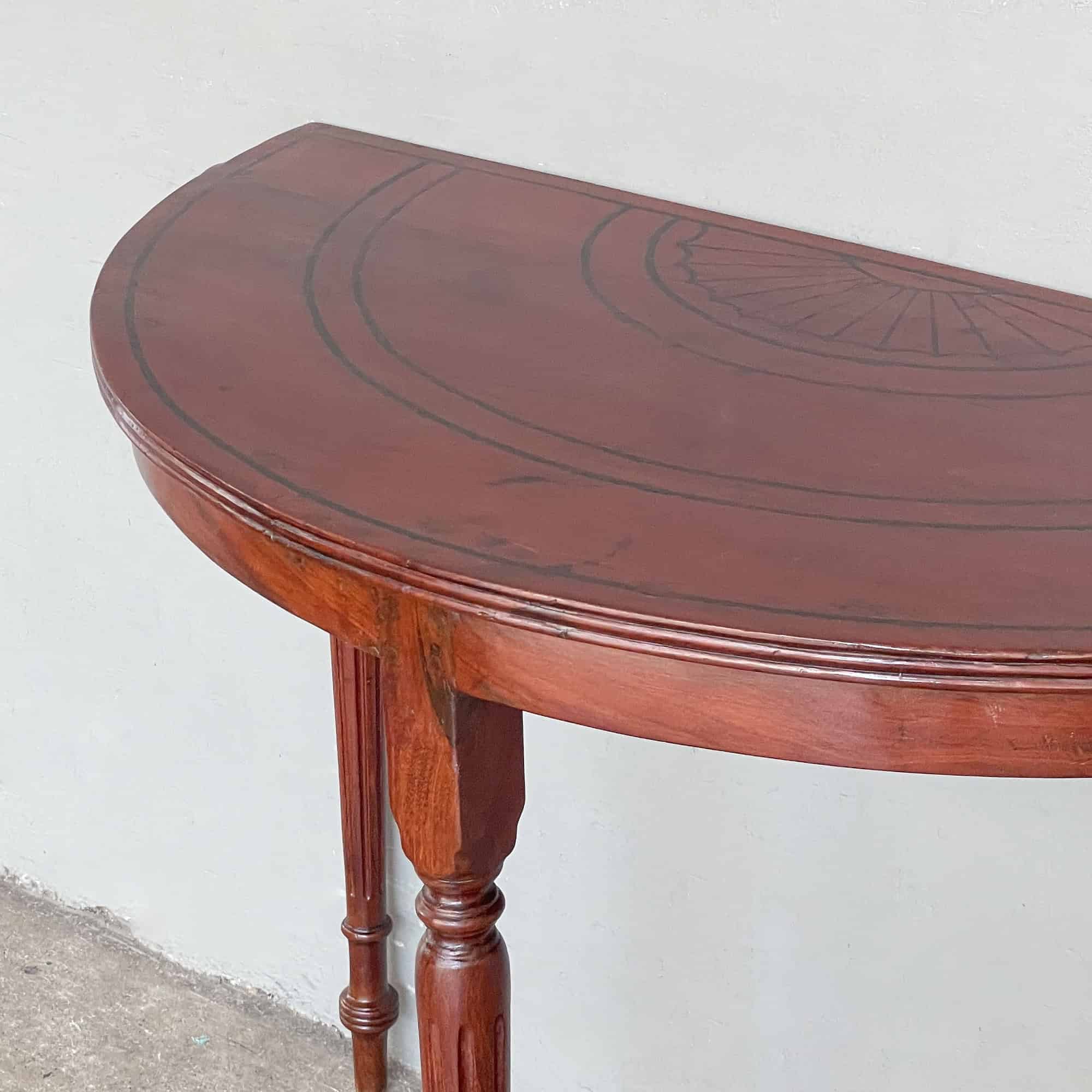 FS - Teak Half Moon Console with Black Lines