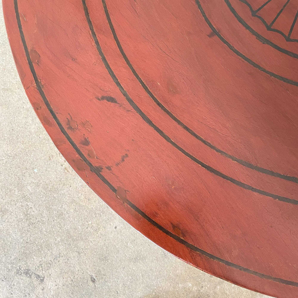 FS - Teak Half Moon Console with Black Lines