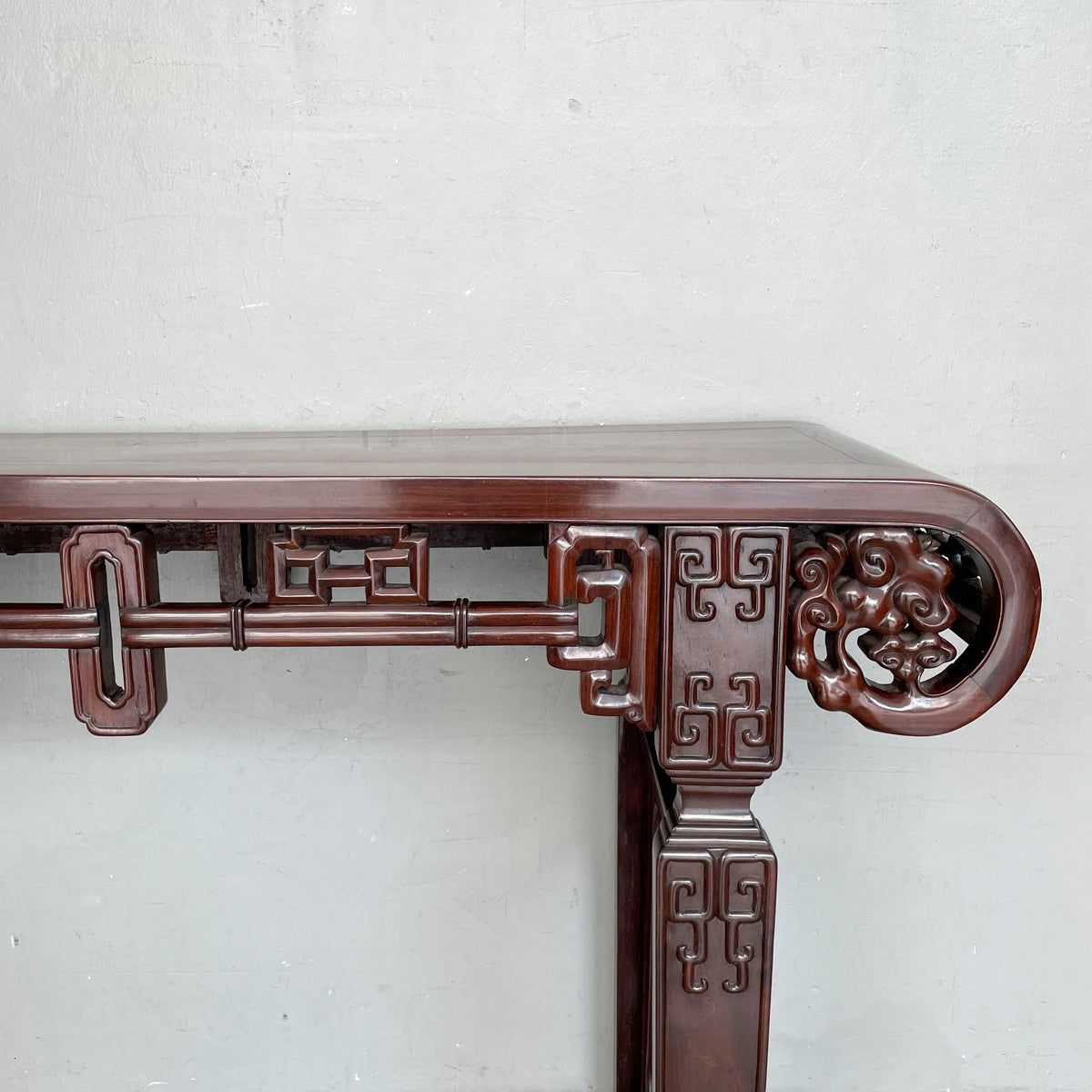 Large Chinese Blackwood Console Table with Marble Inset
