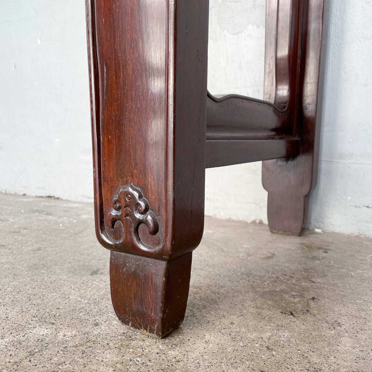 Large Chinese Blackwood Console Table with Marble Inset