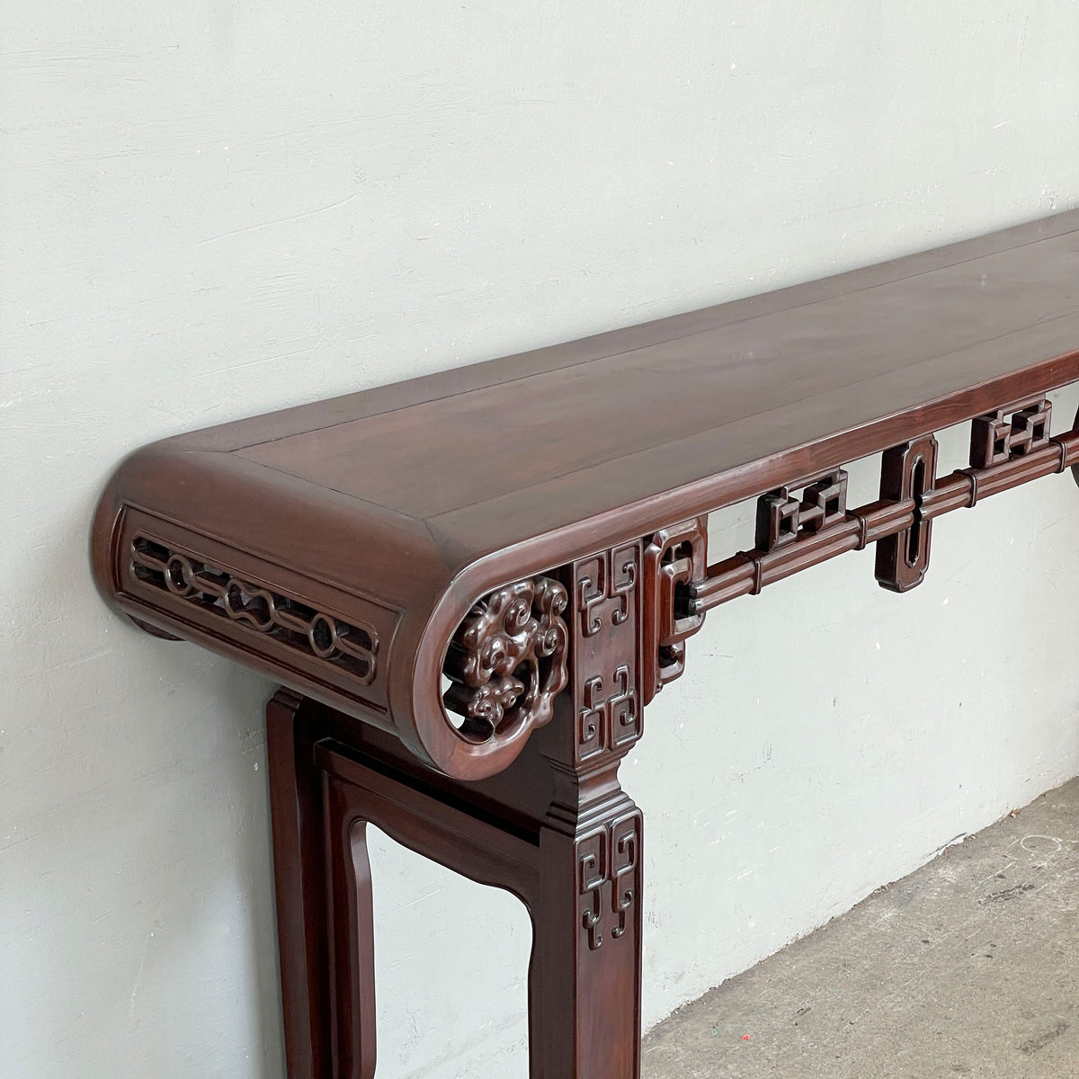Large Chinese Blackwood Console Table with Marble Inset