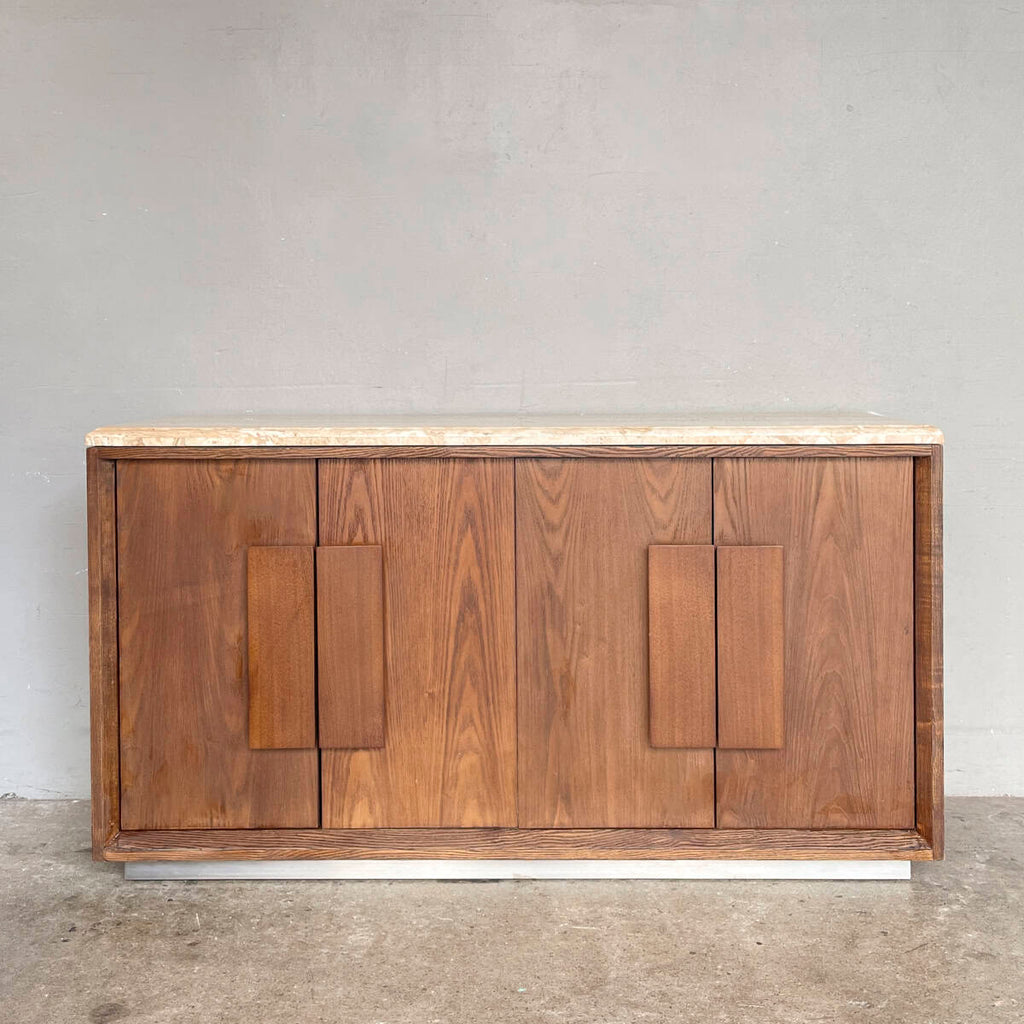 Travertine Top Wooden Sideboard