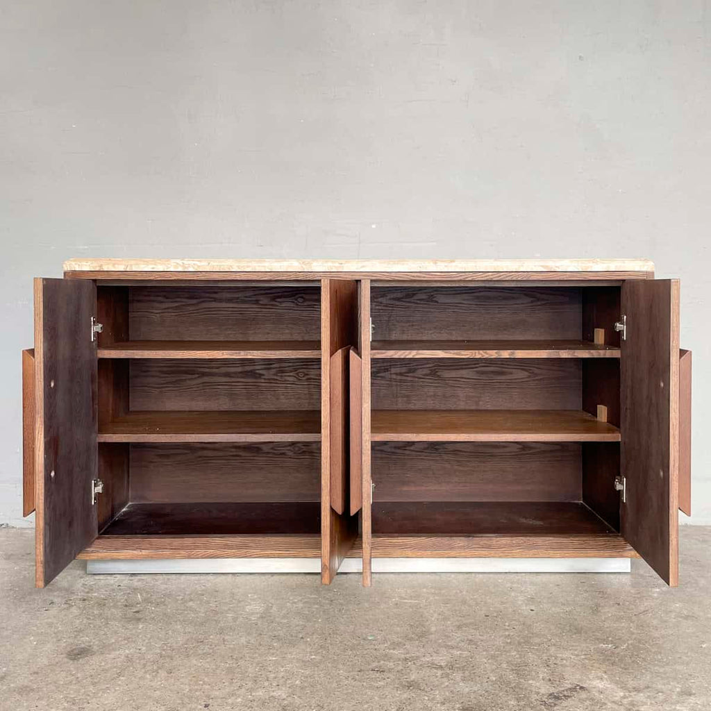 Travertine Top Wooden Sideboard