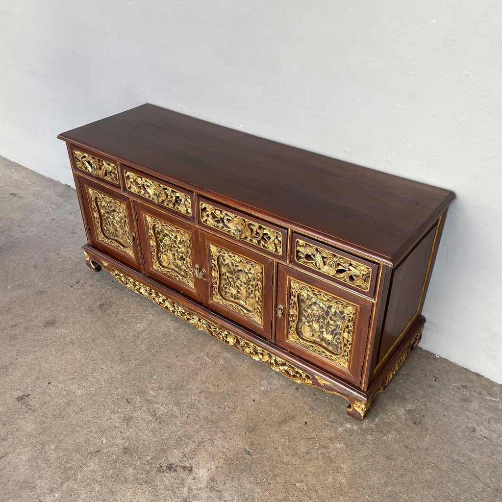 Vintage Peranakan-Style Gilt Carved Sideboard