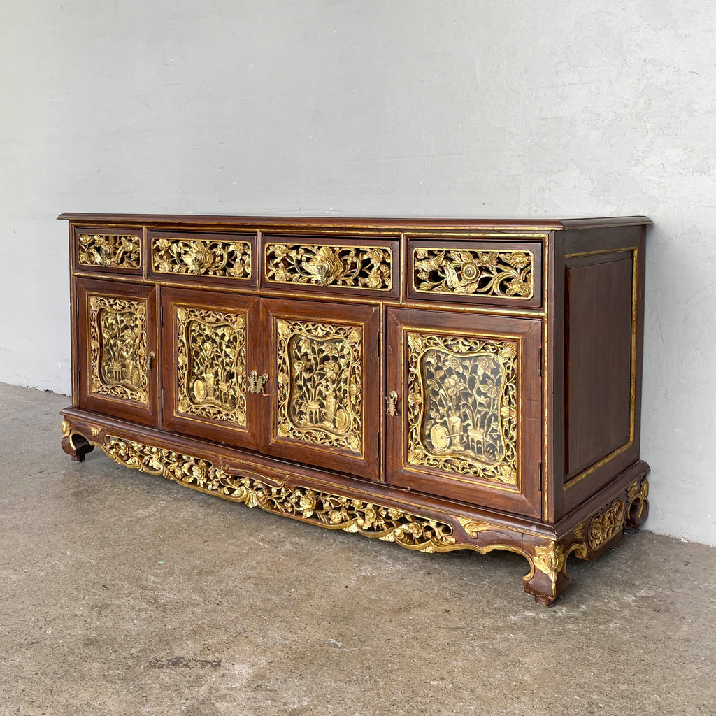 Vintage Peranakan-Style Gilt Carved Sideboard