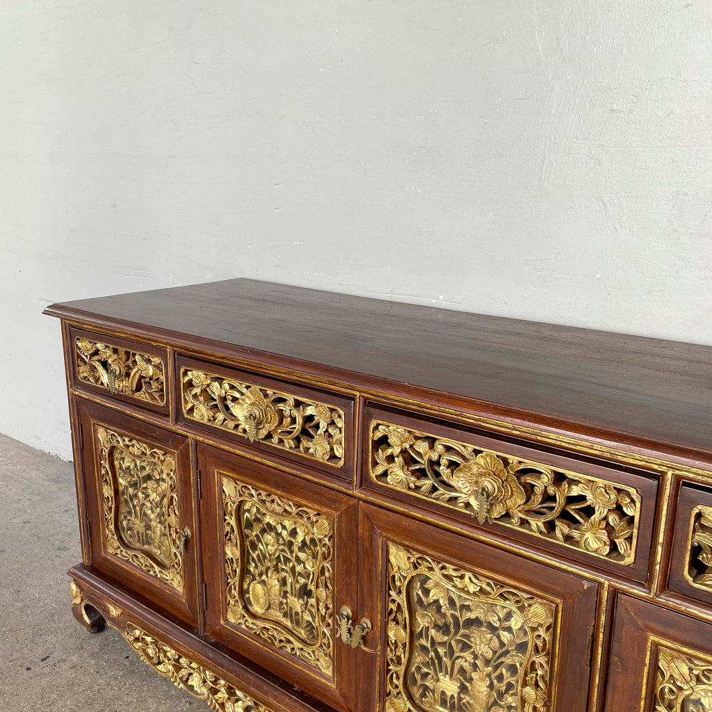 Vintage Peranakan-Style Gilt Carved Sideboard