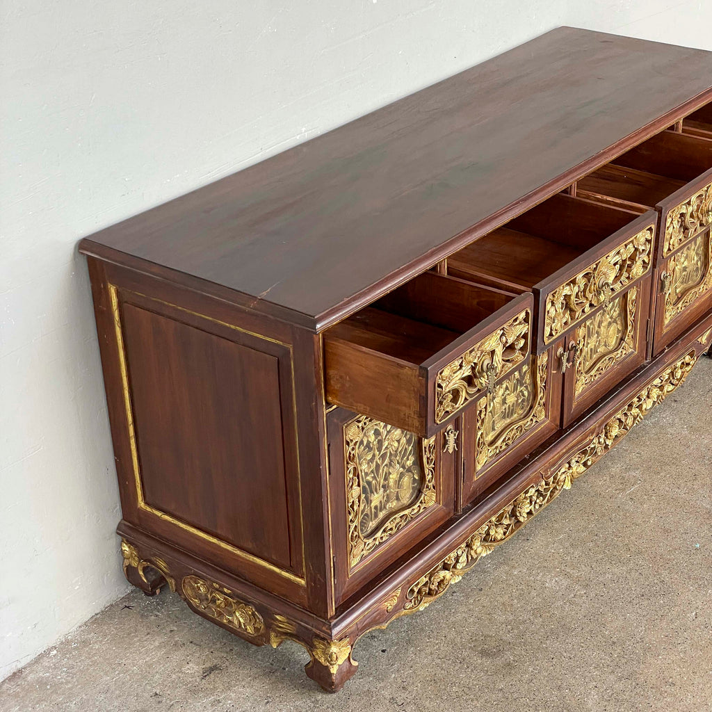 Vintage Peranakan-Style Gilt Carved Sideboard