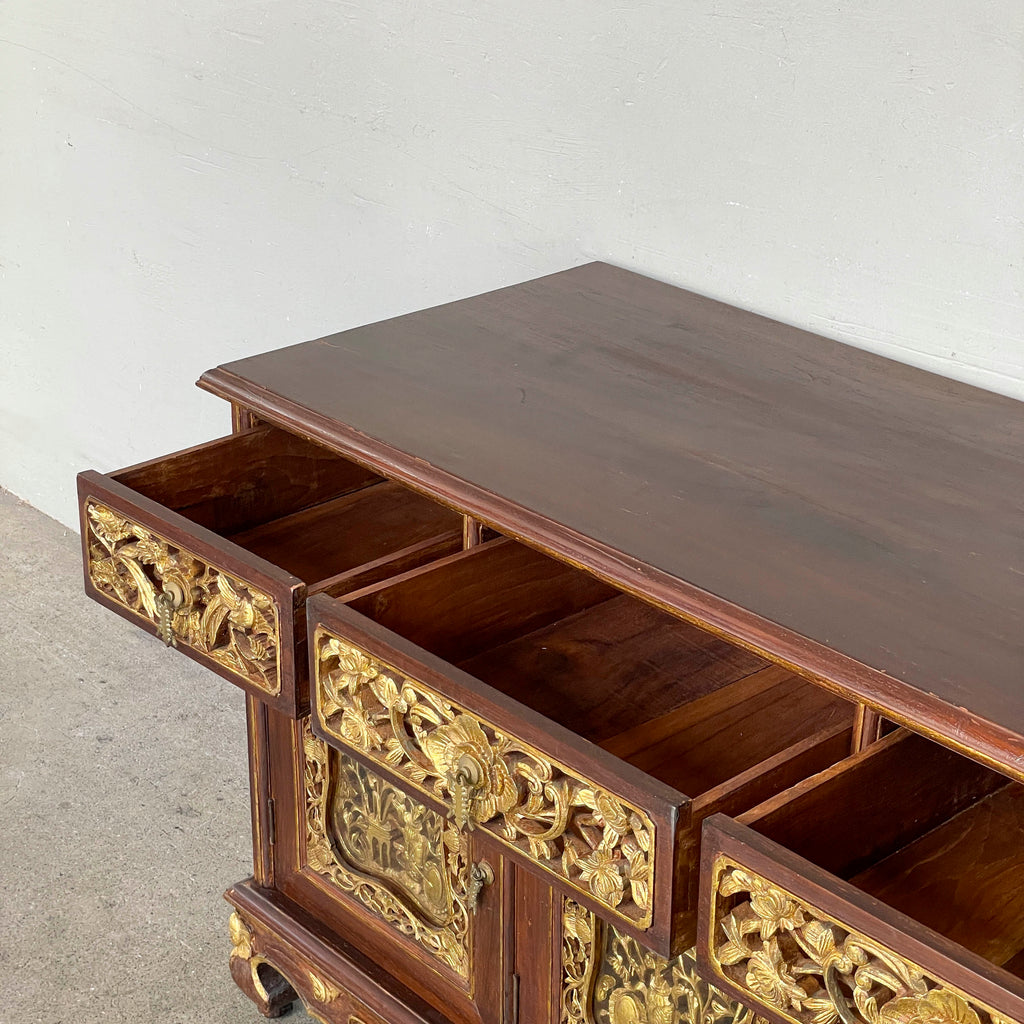 Vintage Peranakan-Style Gilt Carved Sideboard