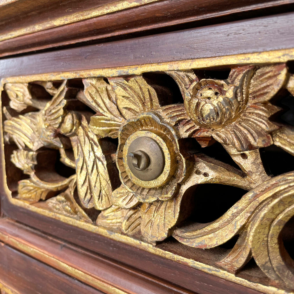 Vintage Peranakan-Style Gilt Carved Sideboard