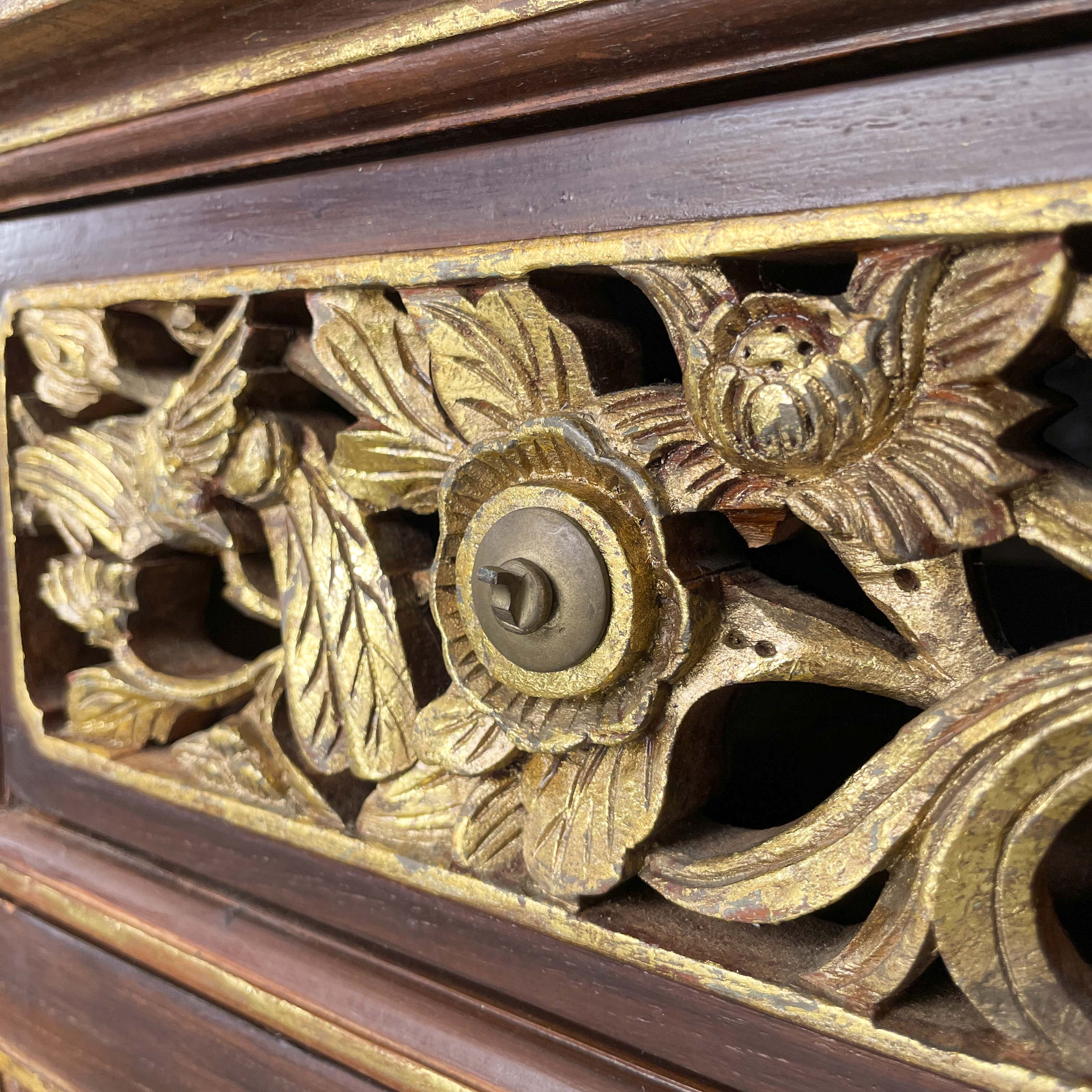 Vintage Peranakan-Style Gilt Carved Sideboard