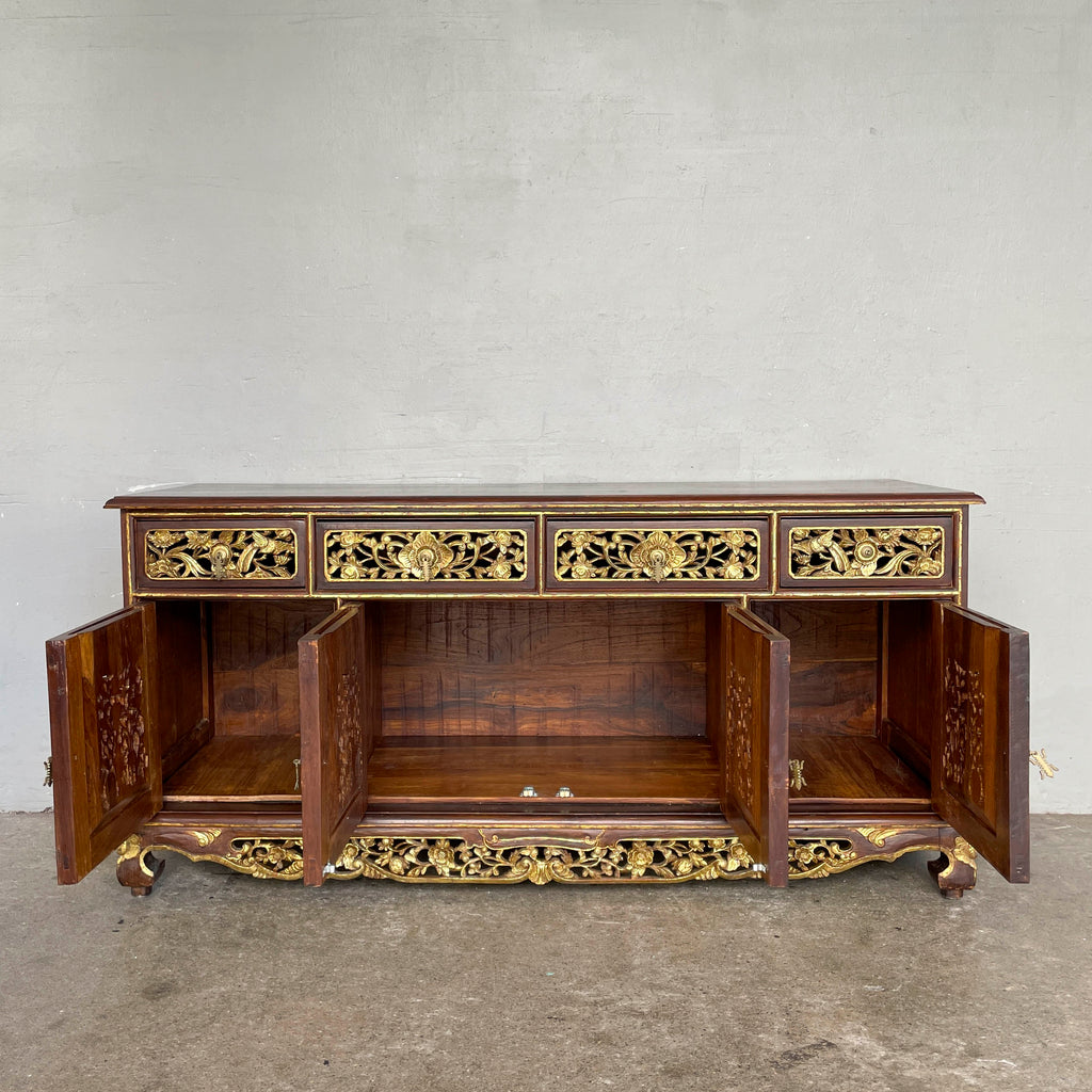 Vintage Peranakan-Style Gilt Carved Sideboard