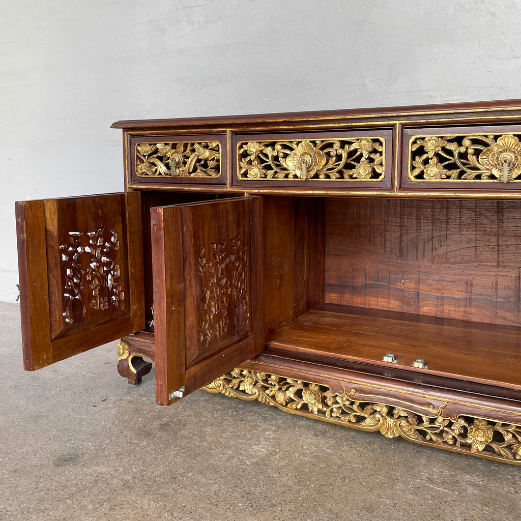 Vintage Peranakan-Style Gilt Carved Sideboard