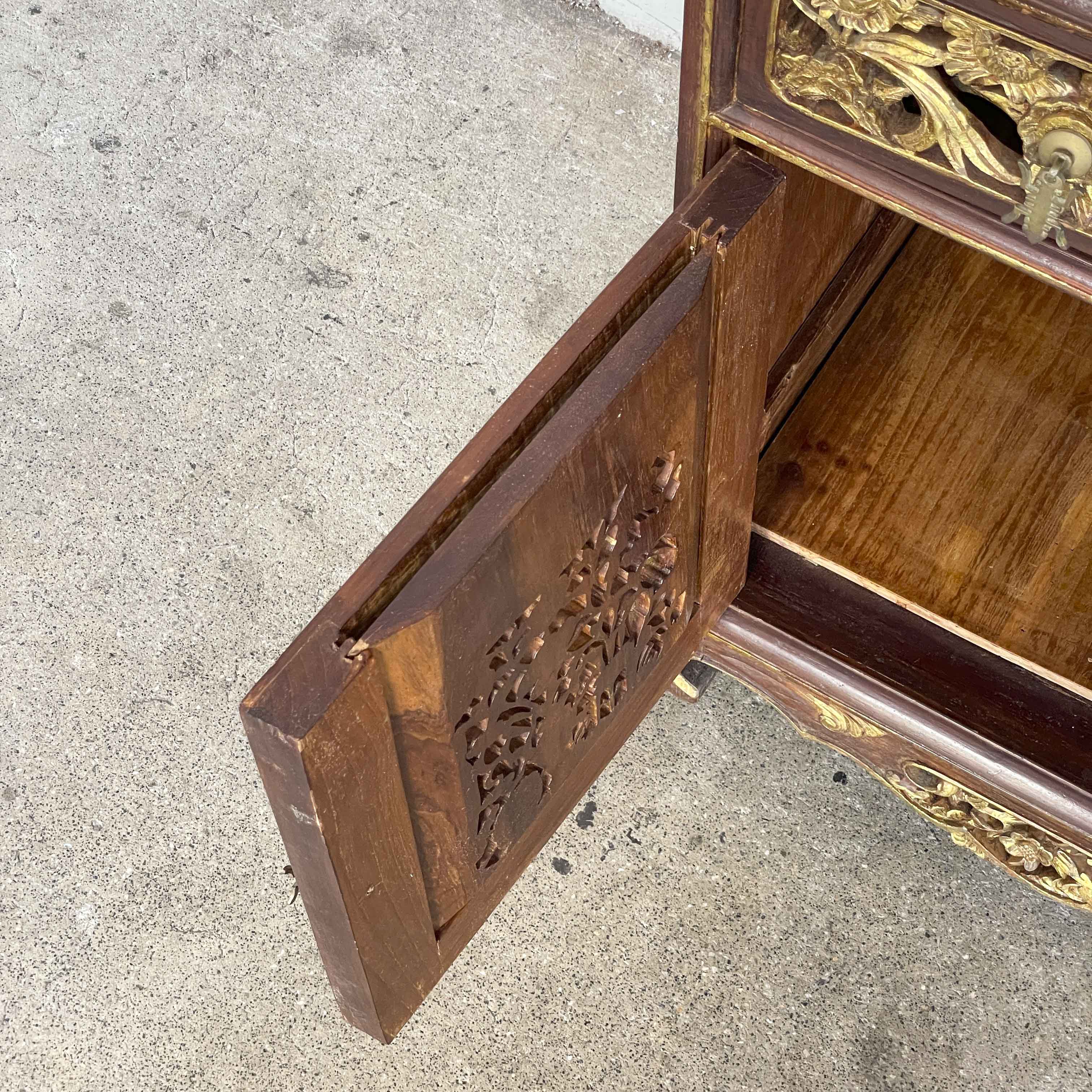 Vintage Peranakan-Style Gilt Carved Sideboard